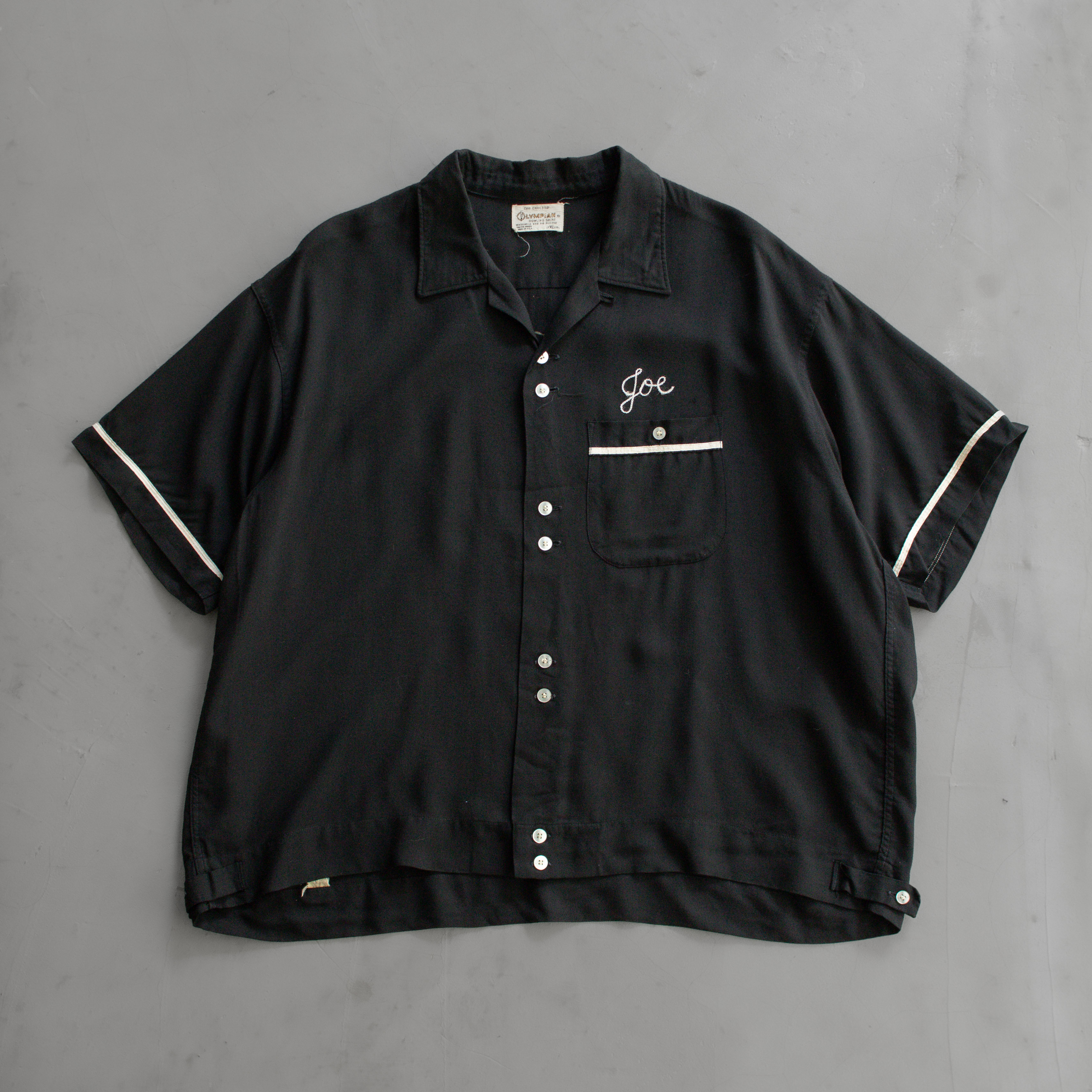 50S OLYMPIAN RAYON BOWLING SHIRT 美國製 黑色 嫘縈 保齡球襯衫