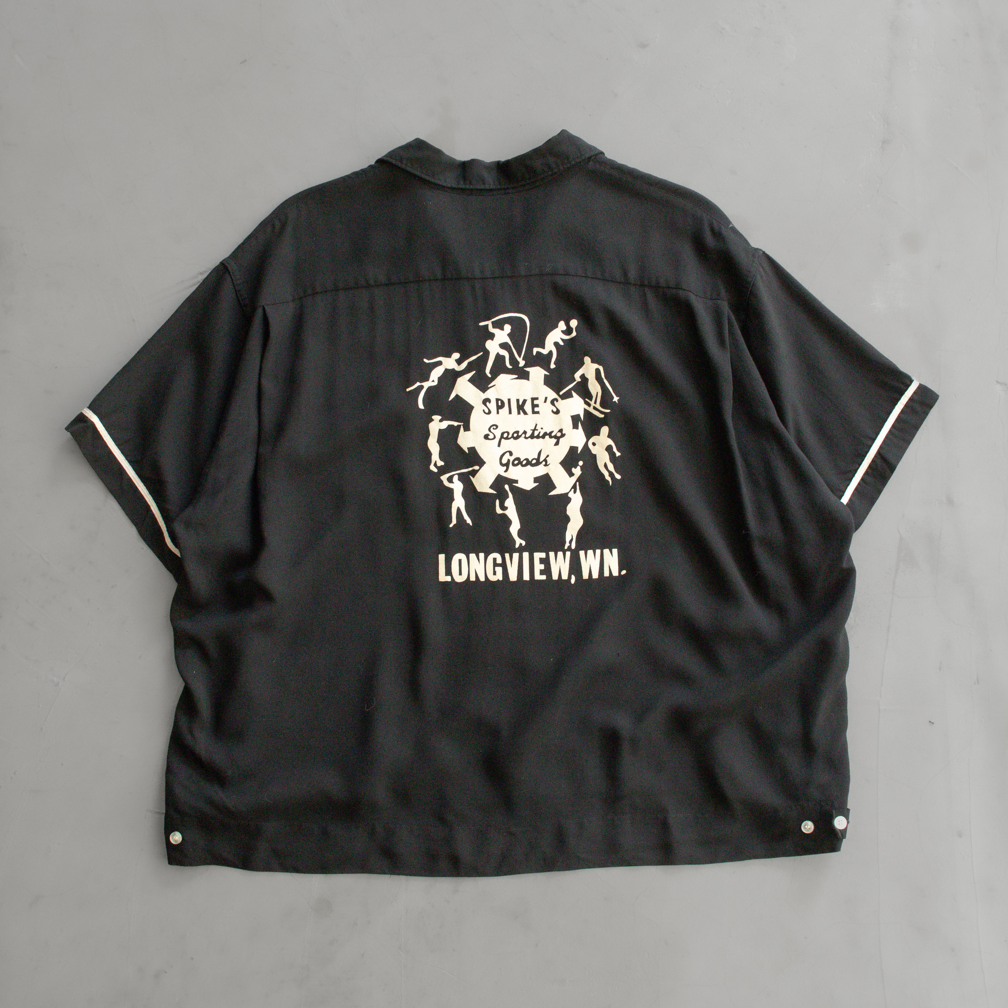 50S OLYMPIAN RAYON BOWLING SHIRT 美國製 黑色 嫘縈 保齡球襯衫