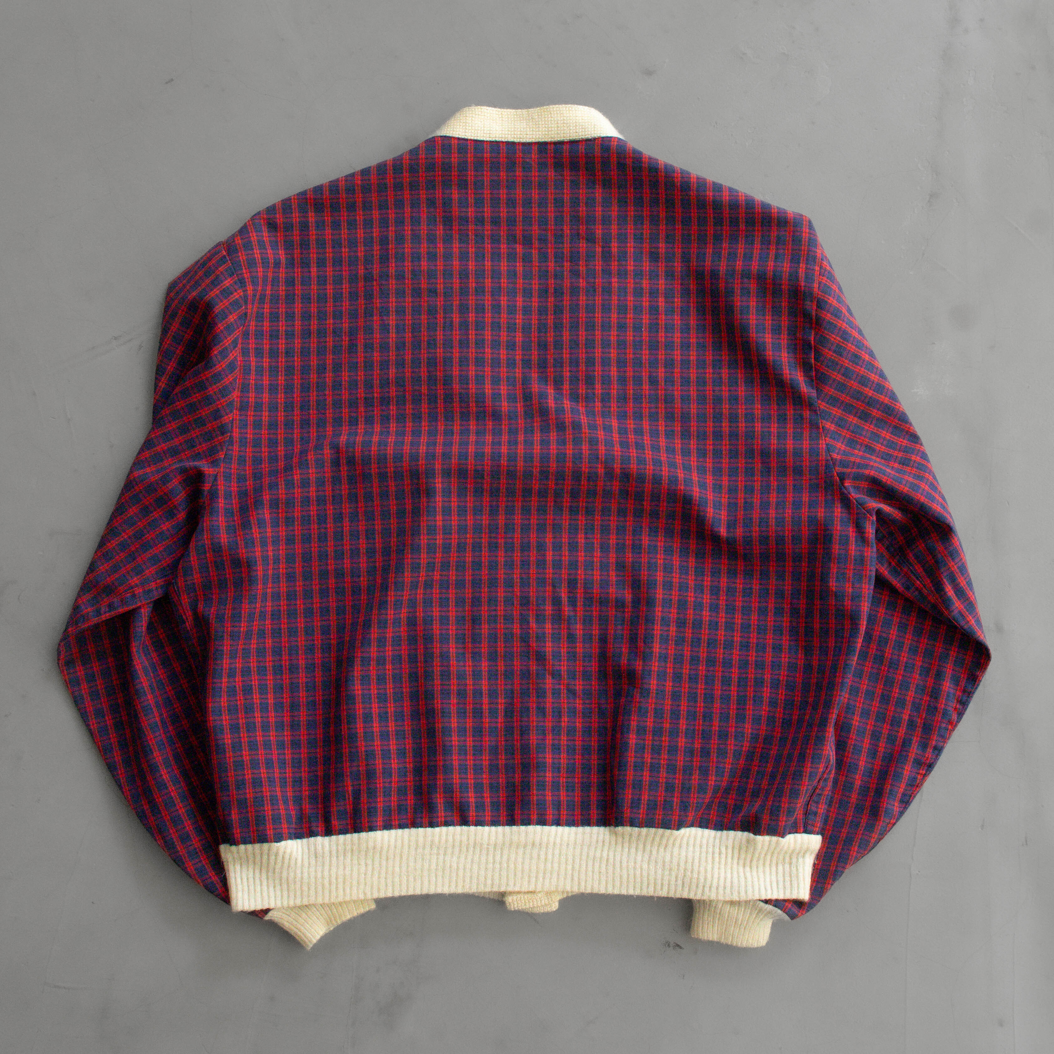 50S MCGREGOR ROCKABILLY CARDIGAN 美國製 紅藍 格紋 開襟 滾邊 外套