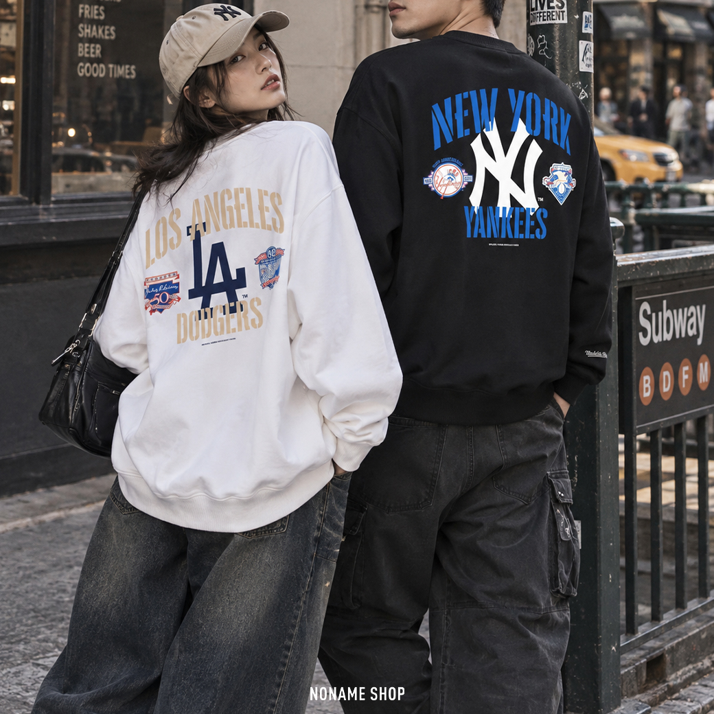 Mitchell & Ness X MLB 聯名款 洛杉磯道奇隊 紐約洋基隊 復古 經典LOGO 長袖 兩色 (男款)