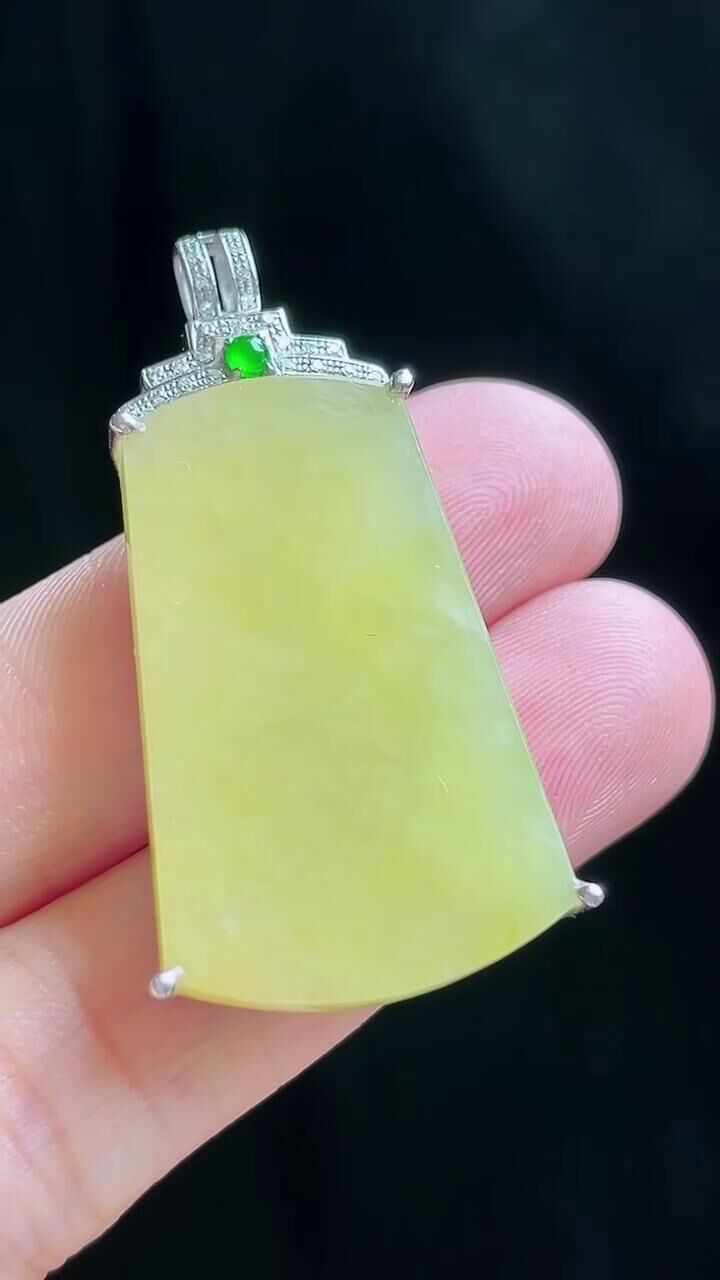 95227 翡翠冰黃翡平安牌