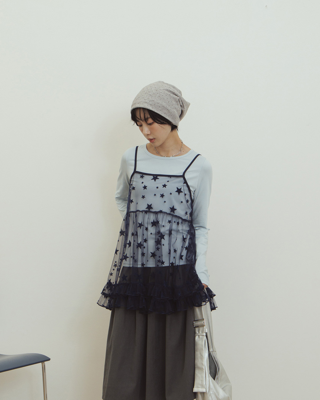 All-over polka dot print beanie, available in two colors.【07021015】in stock+pre-order