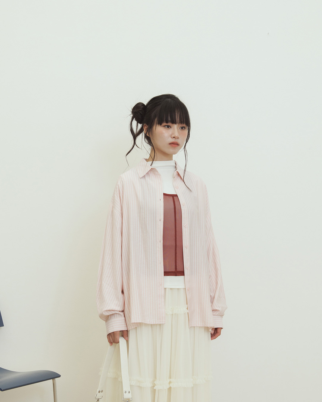 Casual striped wide-cut shirt, available in three colors【01025848】in stock+pre-order