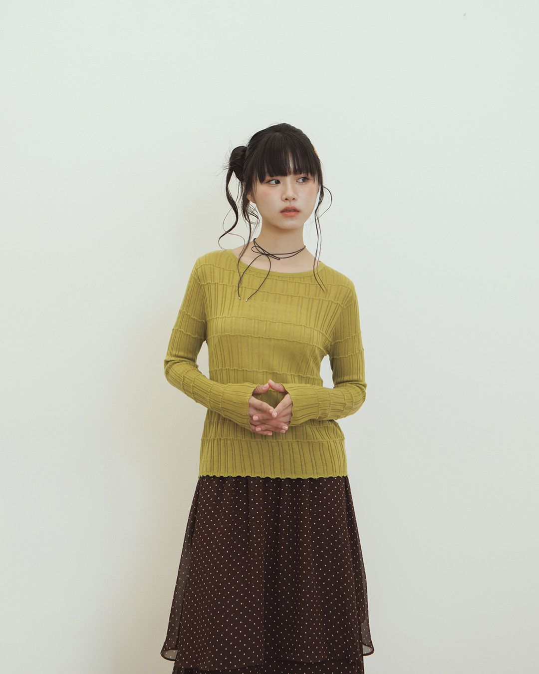 3D striped jacquard knit top, available in two colors【01013563】in stock+pre-order