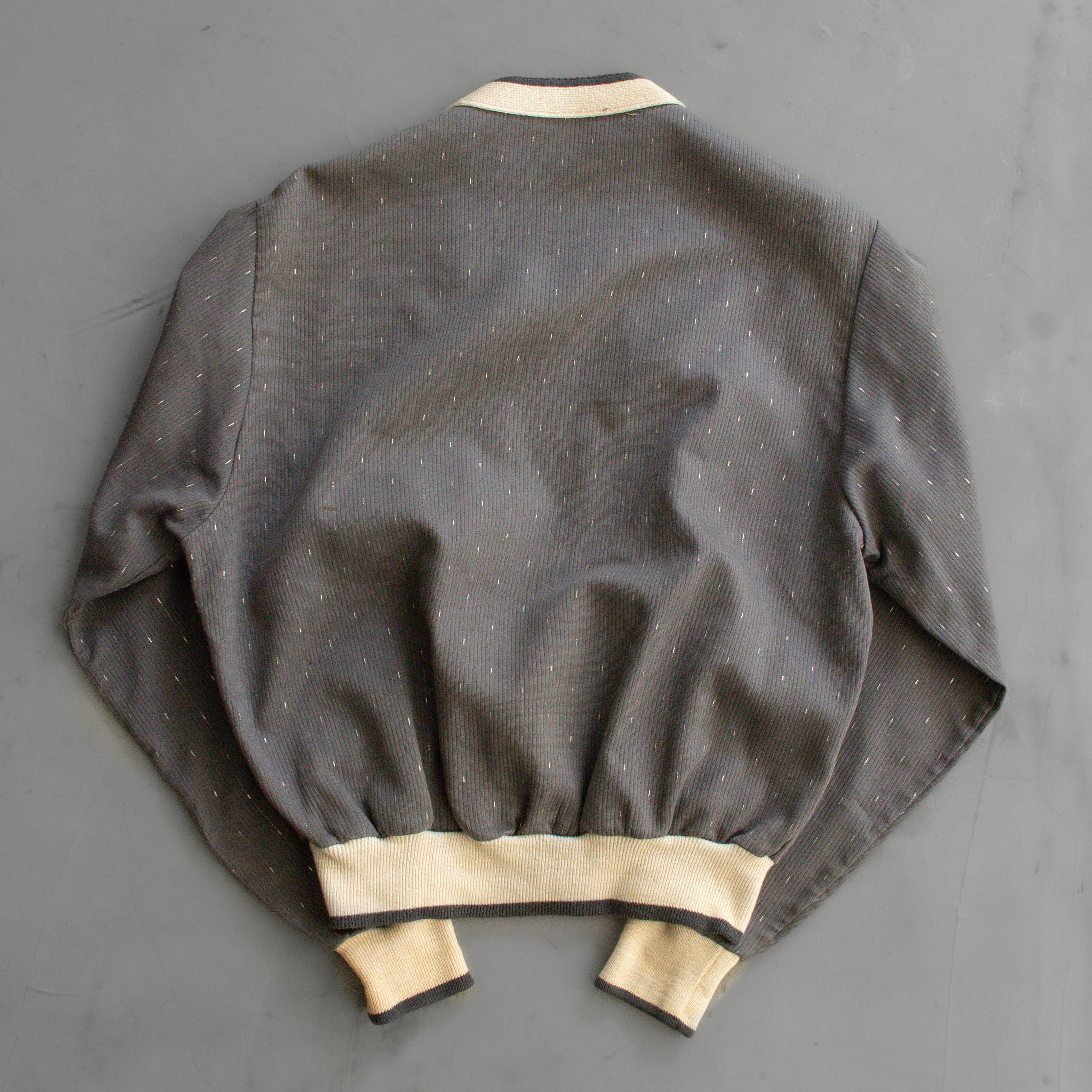 50S CAMPUS ROCKABILLY CARDIGAN 美國製 灰色 條紋 開襟 滾邊 外套