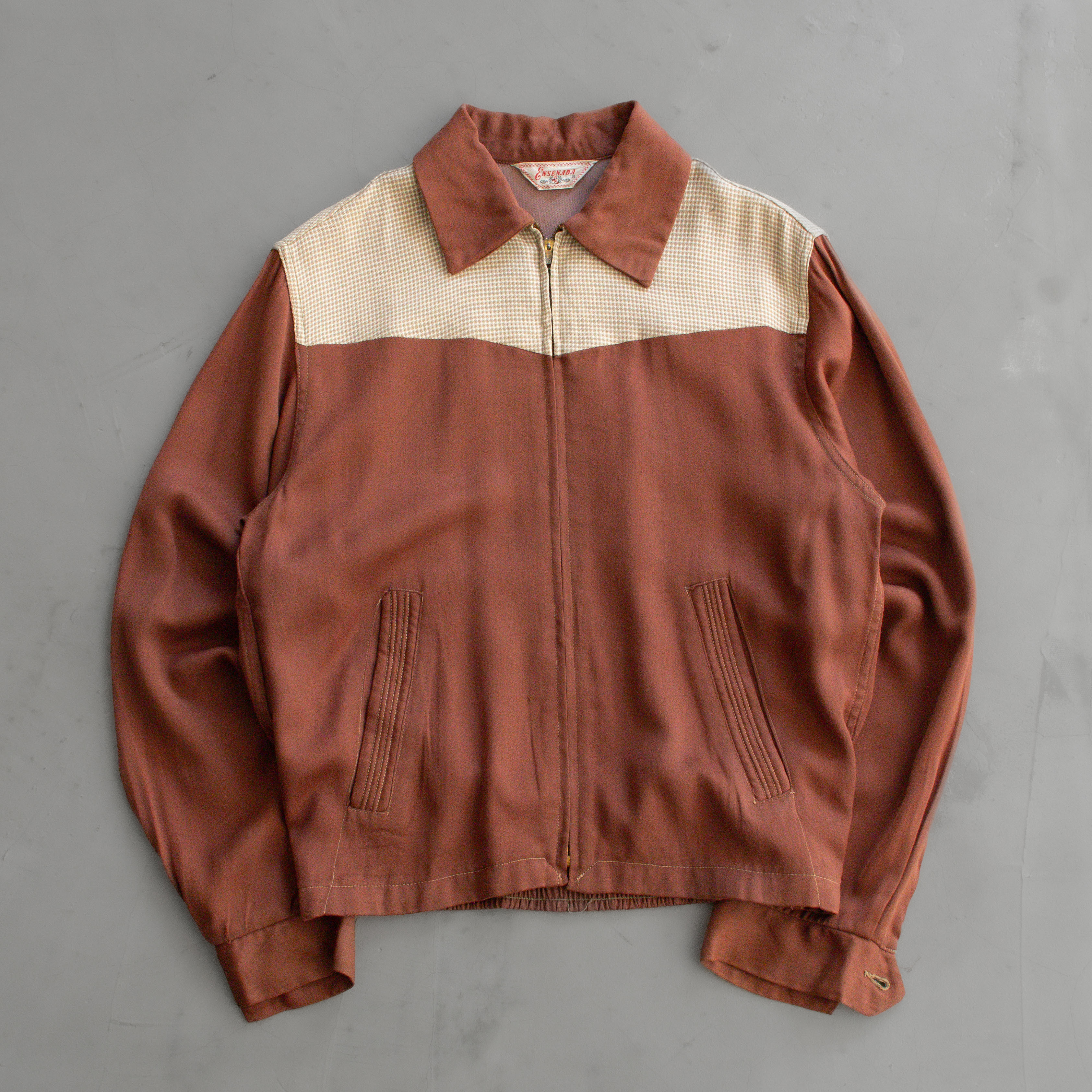 50S TWO TONE RAYON RICKY JACKET 美國製 磚紅 千鳥紋 嫘縈 夾克 外套