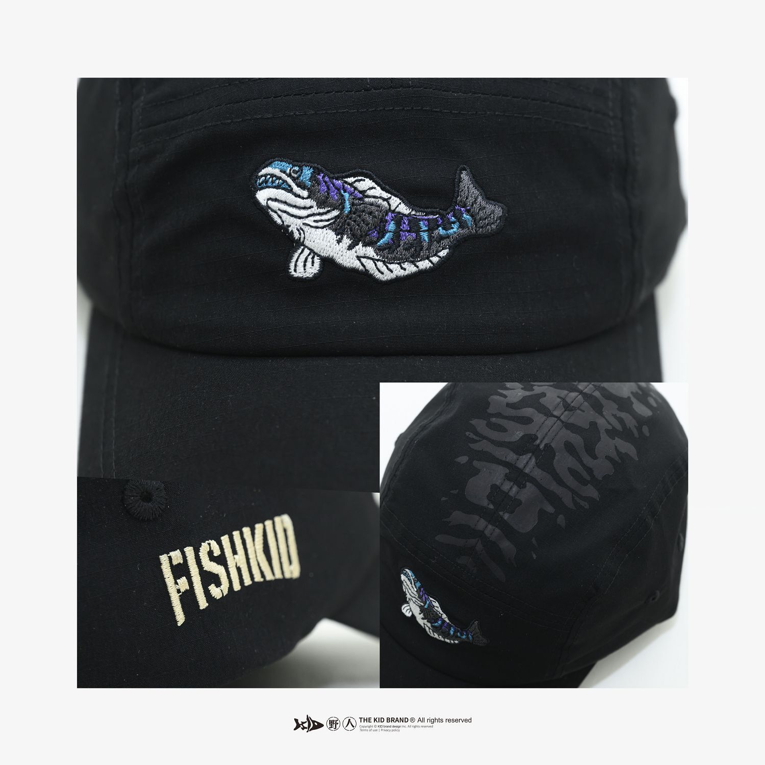 KID ® 魚虎刺繡五分割帽