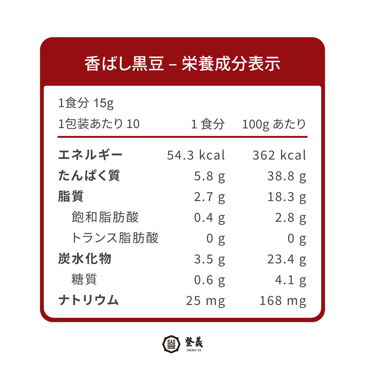 登義炒香黑豆營養標示
