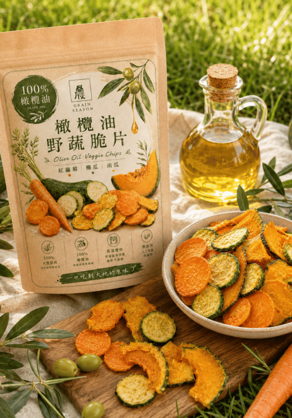 農禾四季｜【田野滋味】酥 • 脆片  特級初榨橄欖油野蔬脆片(3組)