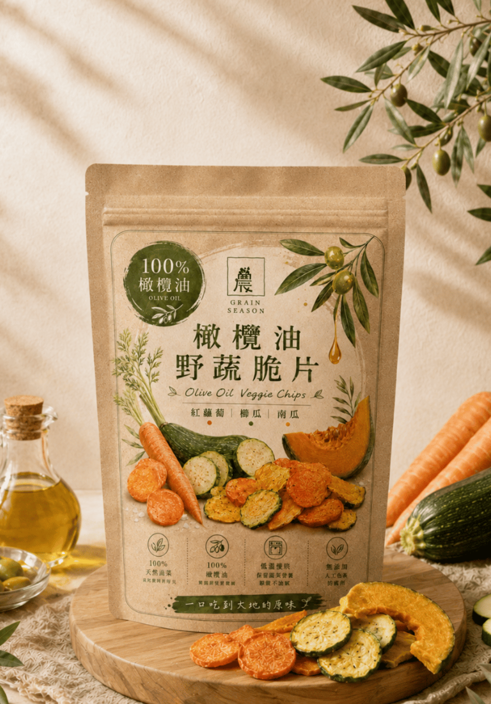 農禾四季｜【田野滋味】酥 • 脆片  特級初榨橄欖油野蔬脆片(3組)