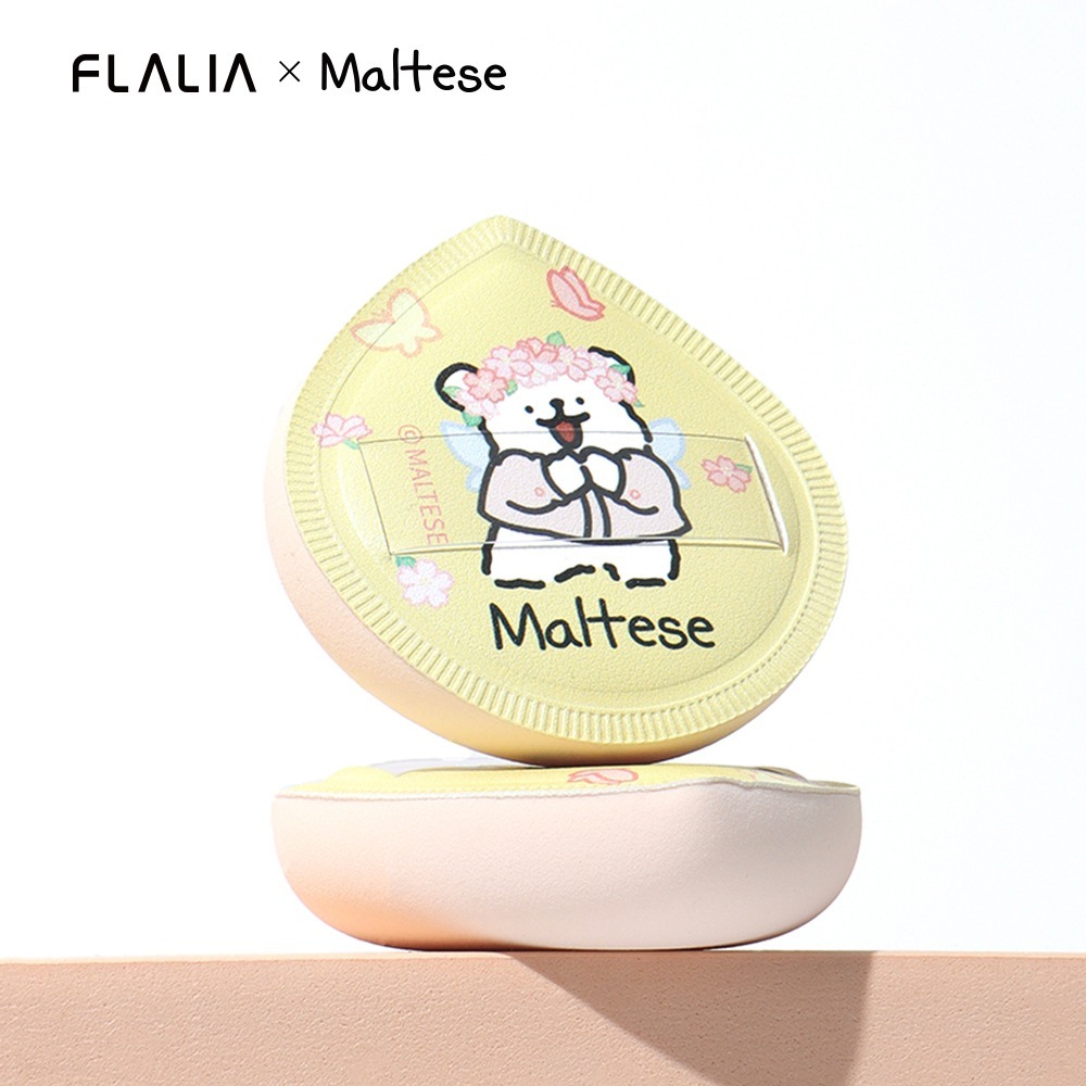 【 現貨 】韓國 FLALIA × 線條小狗 水滴美妝粉撲 花環小狗