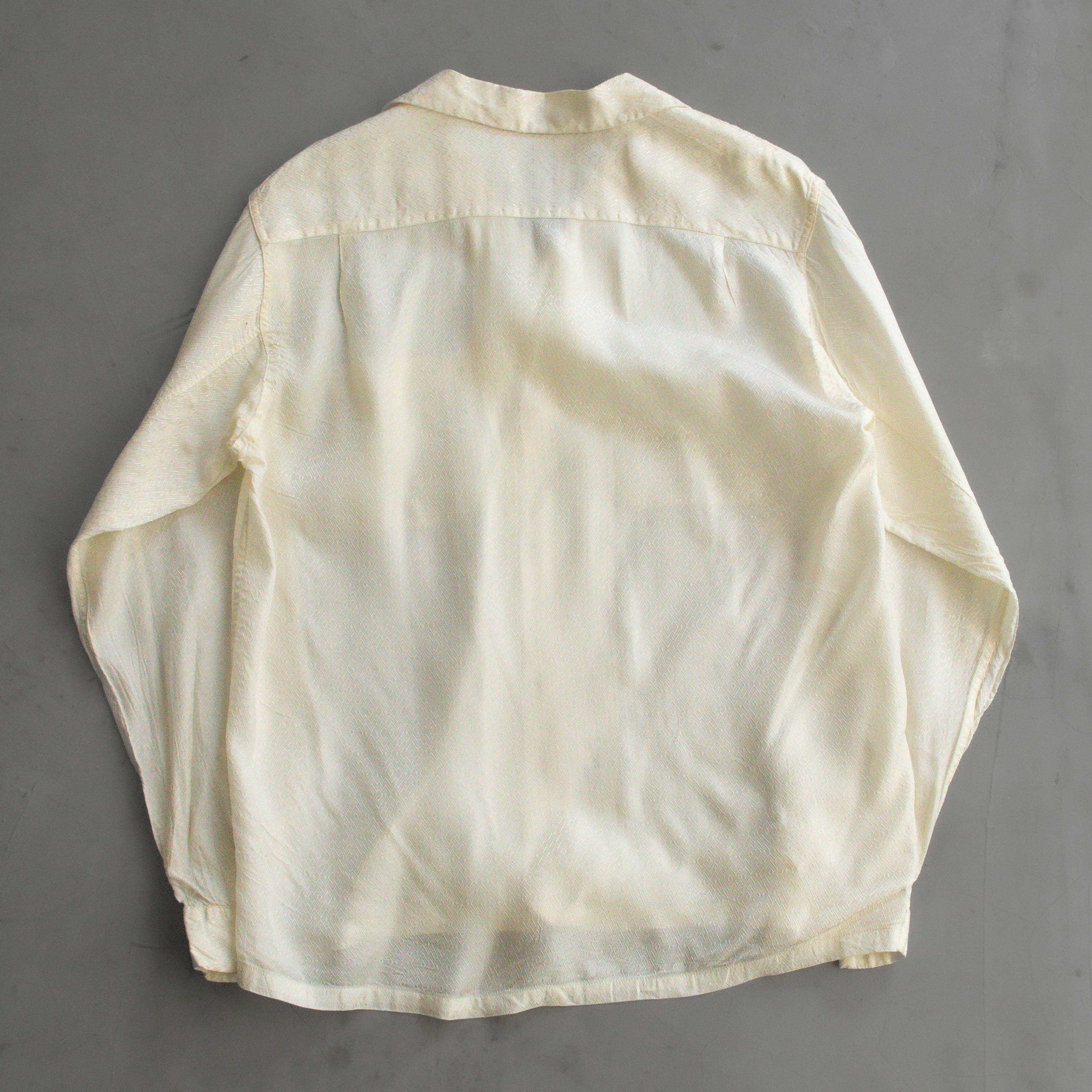 50S NATIONAL RAYON OPEN SHIRT 美國製 米白 開領 嫘縈 長袖 襯衫