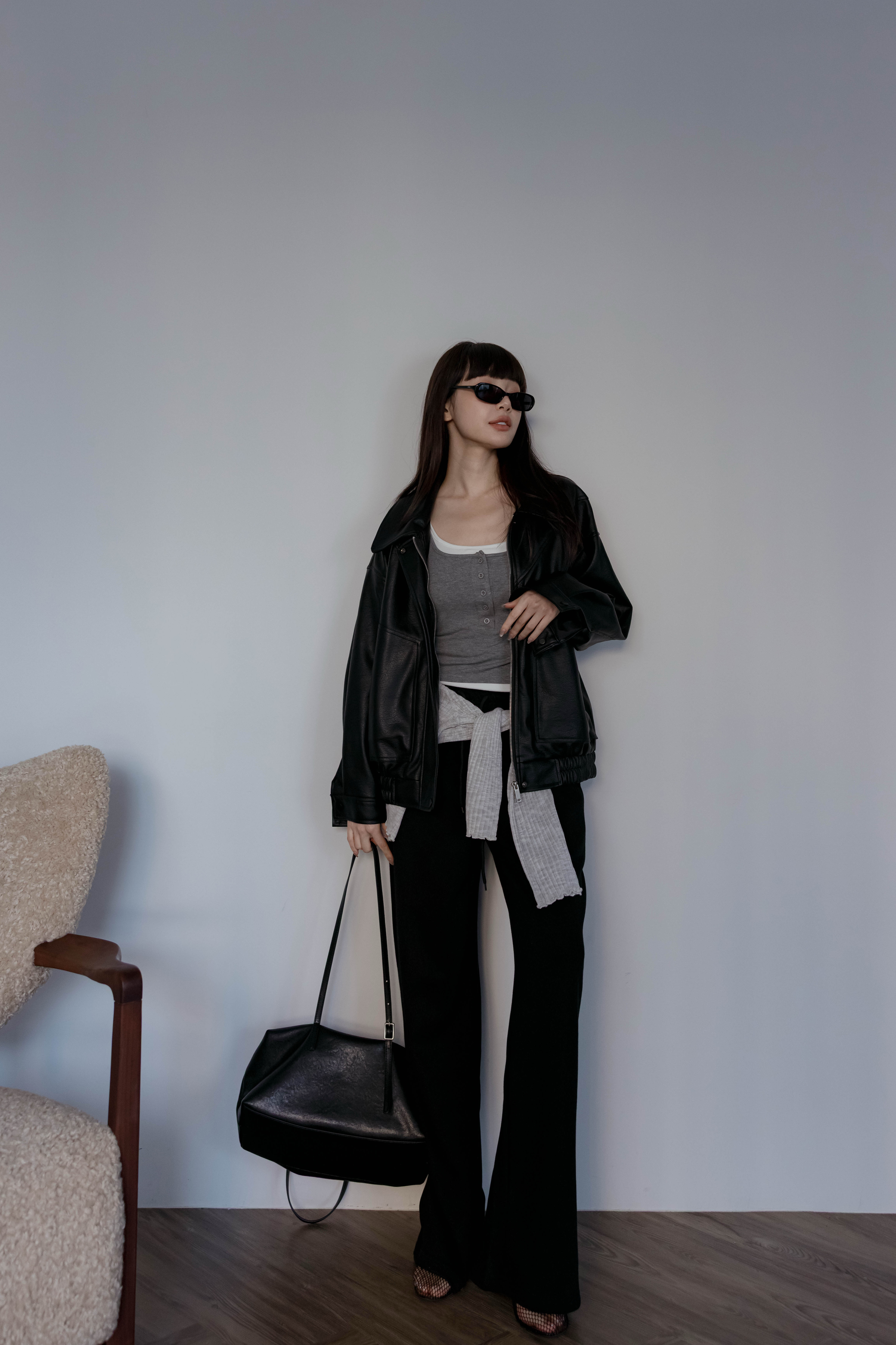 (預購)#AW13荔枝皮革拉鏈皮外套
