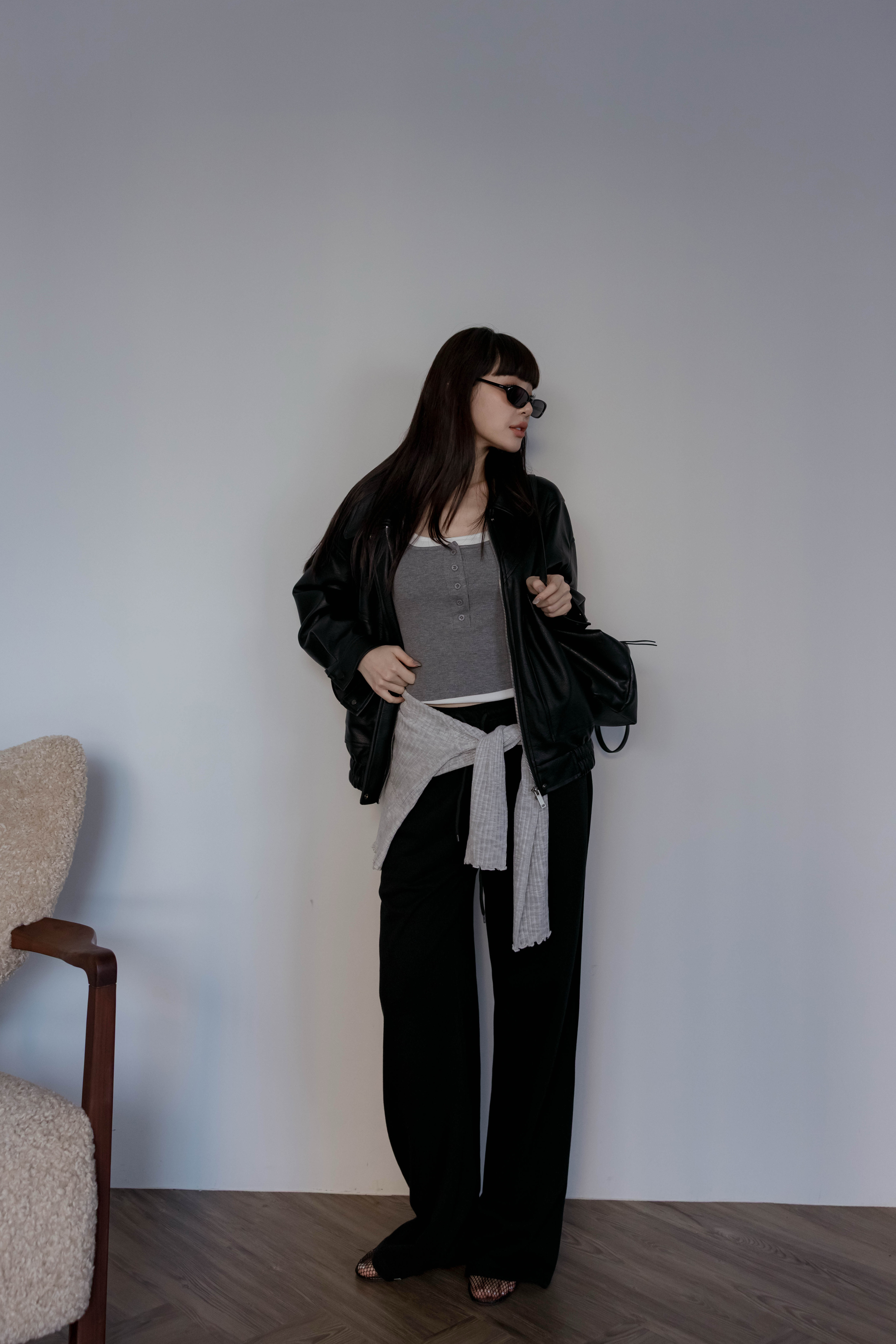 (預購)#AW13荔枝皮革拉鏈皮外套