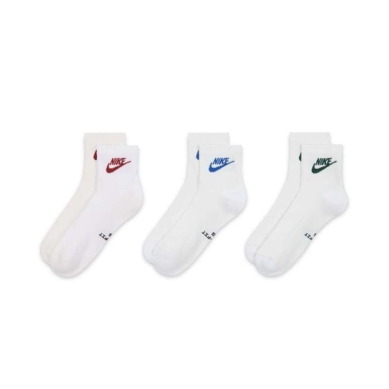 NIKE EVERYDAY ESSENTIAL 米色 乳白 黑紅藍 中筒襪 三雙一組【IH8523-906】