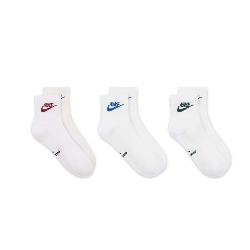 NIKE EVERYDAY ESSENTIAL 米色 乳白 黑紅藍 中筒襪 三雙一組【IH8523-906】
