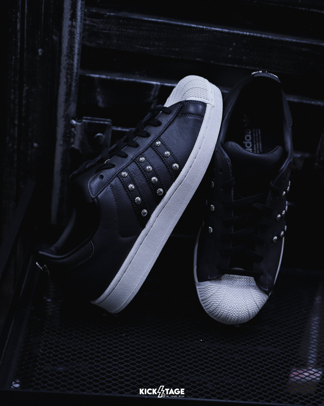 男女鞋 ADIDAS SUPERSTAR II 2 Chrome Hearts 平替 黑色 銀色 鉚釘 貝殼頭 皮革 經典 休閒鞋【KJ0132】