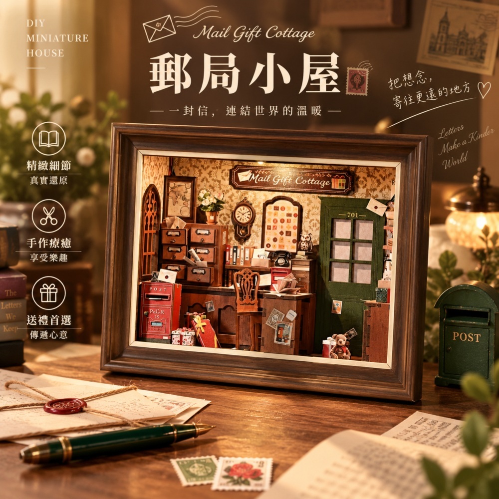 DIY袖珍小屋_【ZR05】郵局小屋+防塵板+USB供電免電池