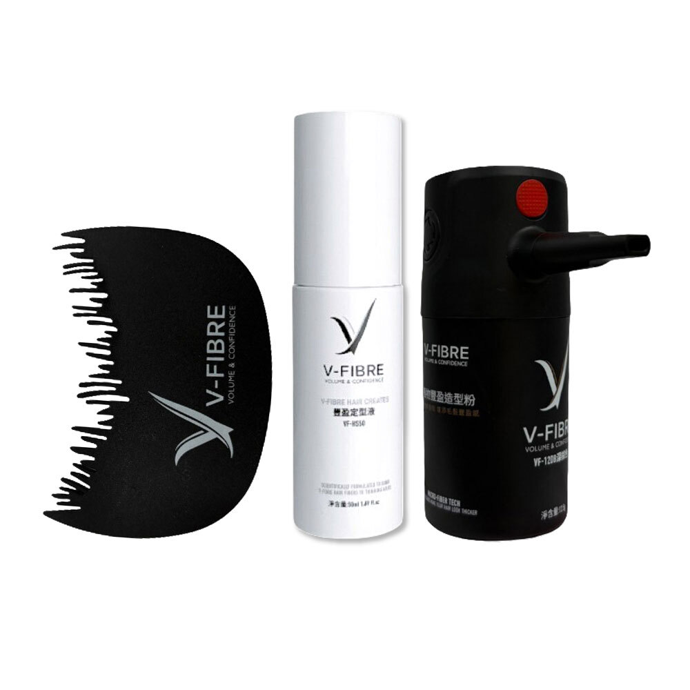 V-FIBRE植物豐盈造型粉 4件組 (含造型粉12.5g+定型水50ml*1+電動噴頭+髮際梳)