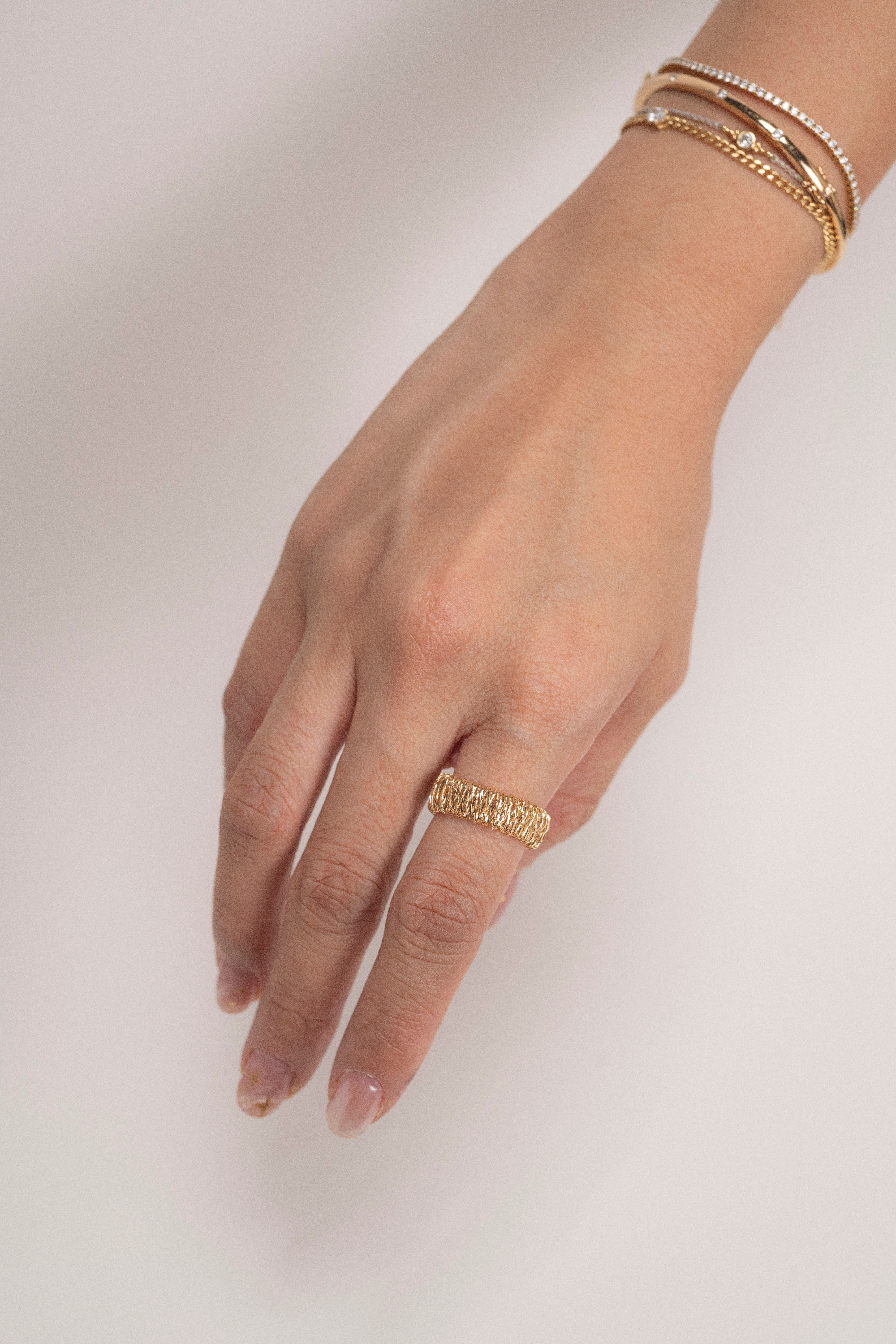 18K Italy Classic Woven Elastic Ring