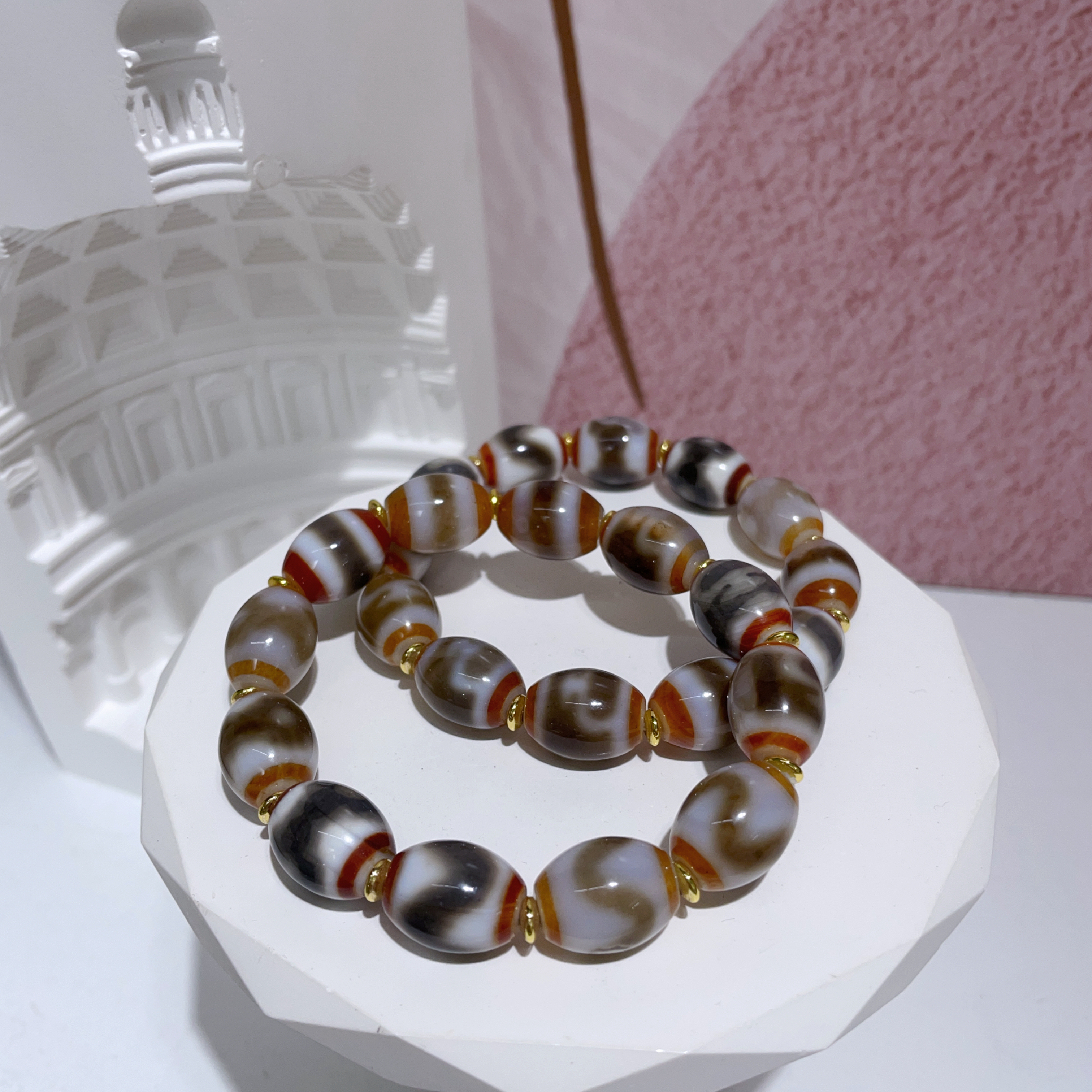 啡紅瑪瑙天珠手串 12mm