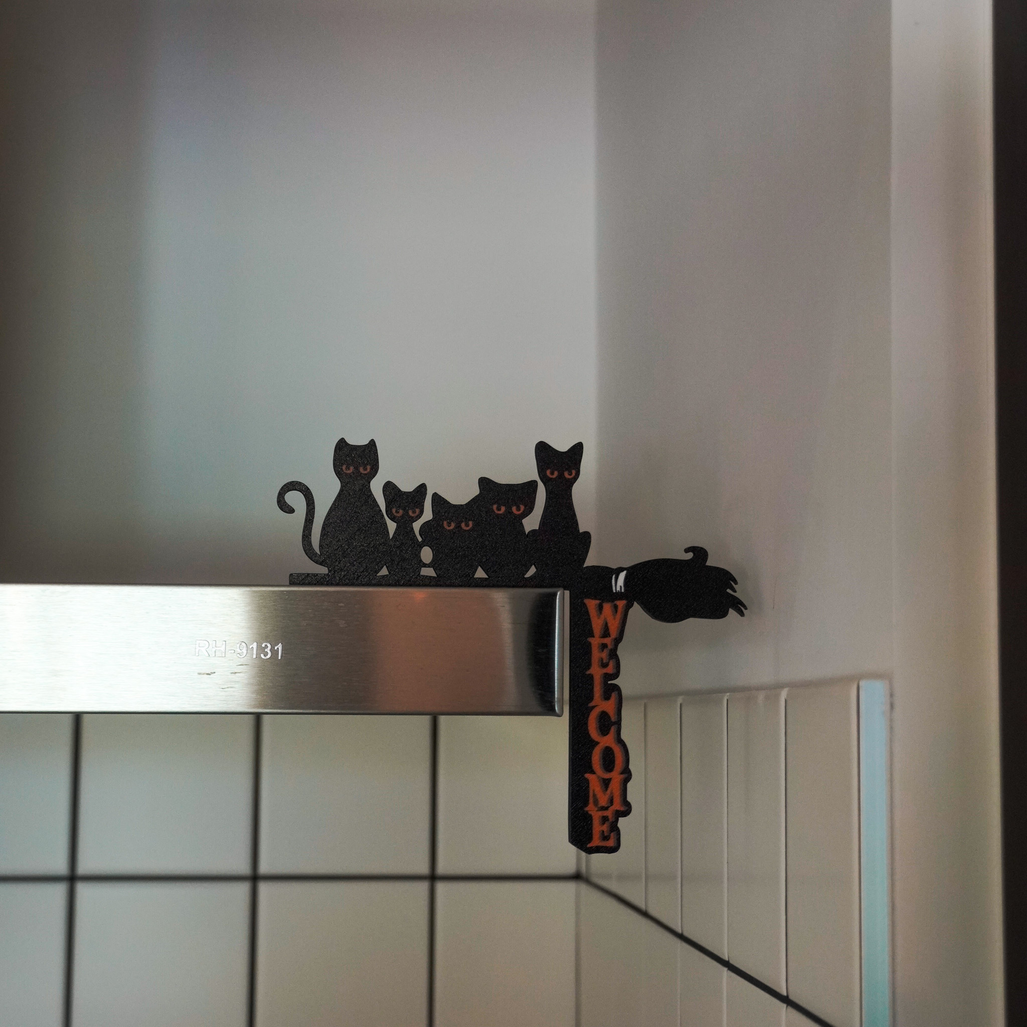 黑貓掃帚門框佈置｜萬聖節門口裝飾・居家入口・店面節慶佈置