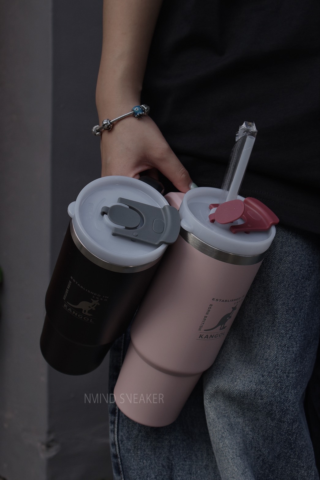 KANGOL 袋鼠保冰/保溫握把吸管杯 /手提杯