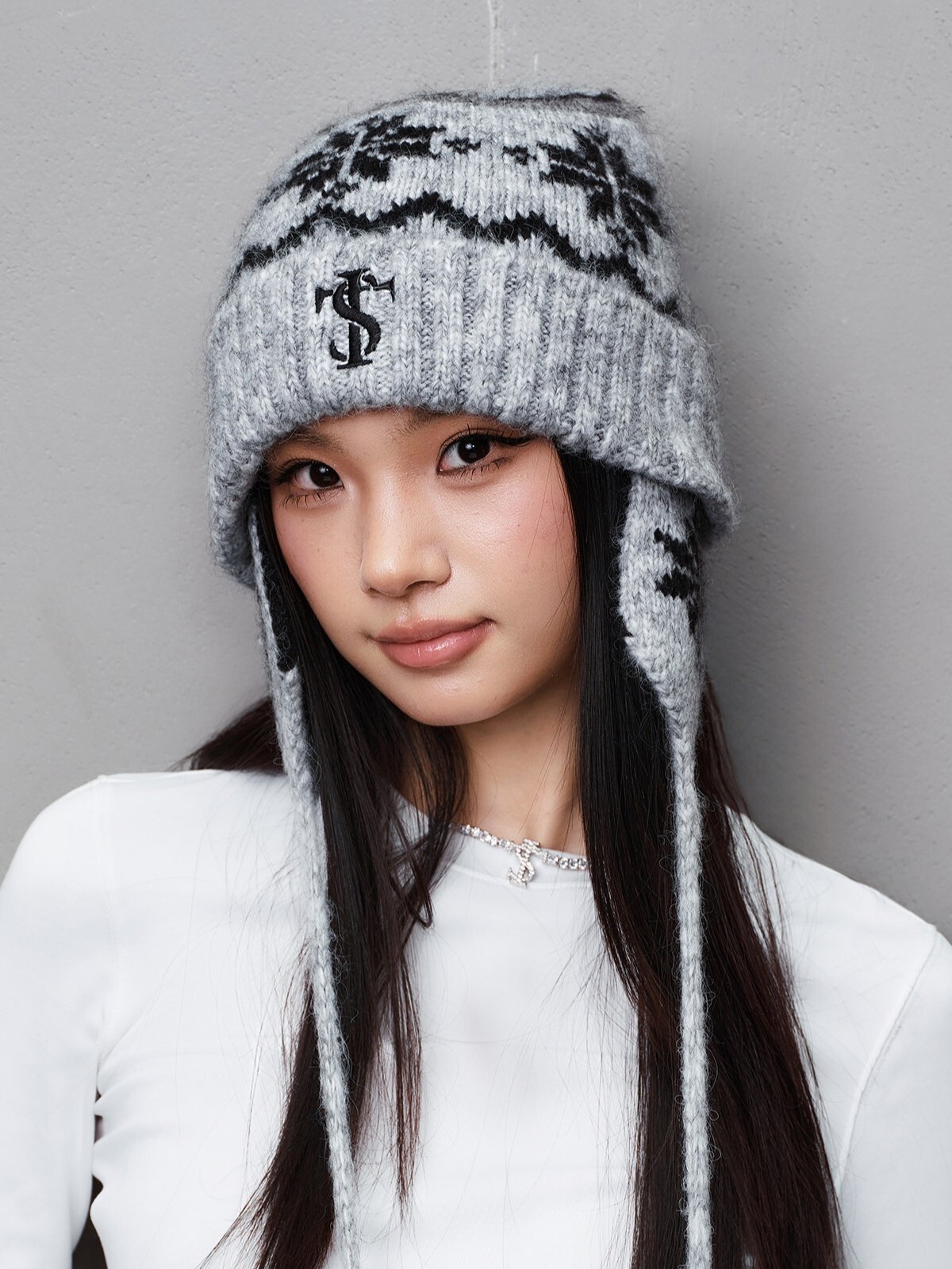 STK SmallTownKid 針織圖騰 護耳帽 毛帽