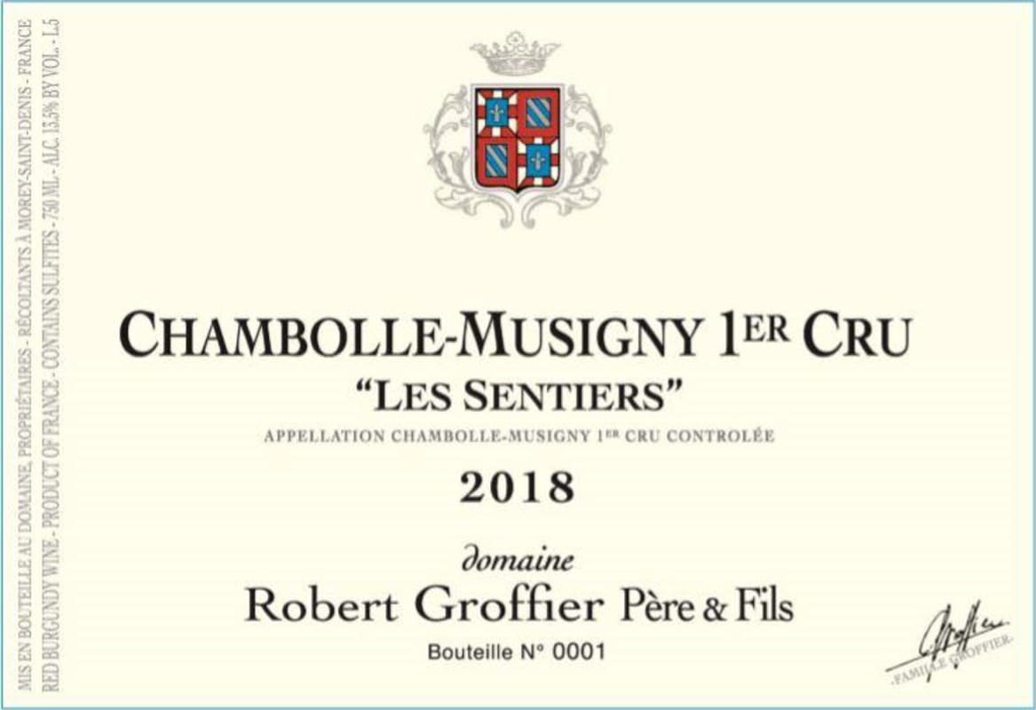 Robert Groffier Chambolle Musigny 1er Les Sentiers 2018 (WS93)