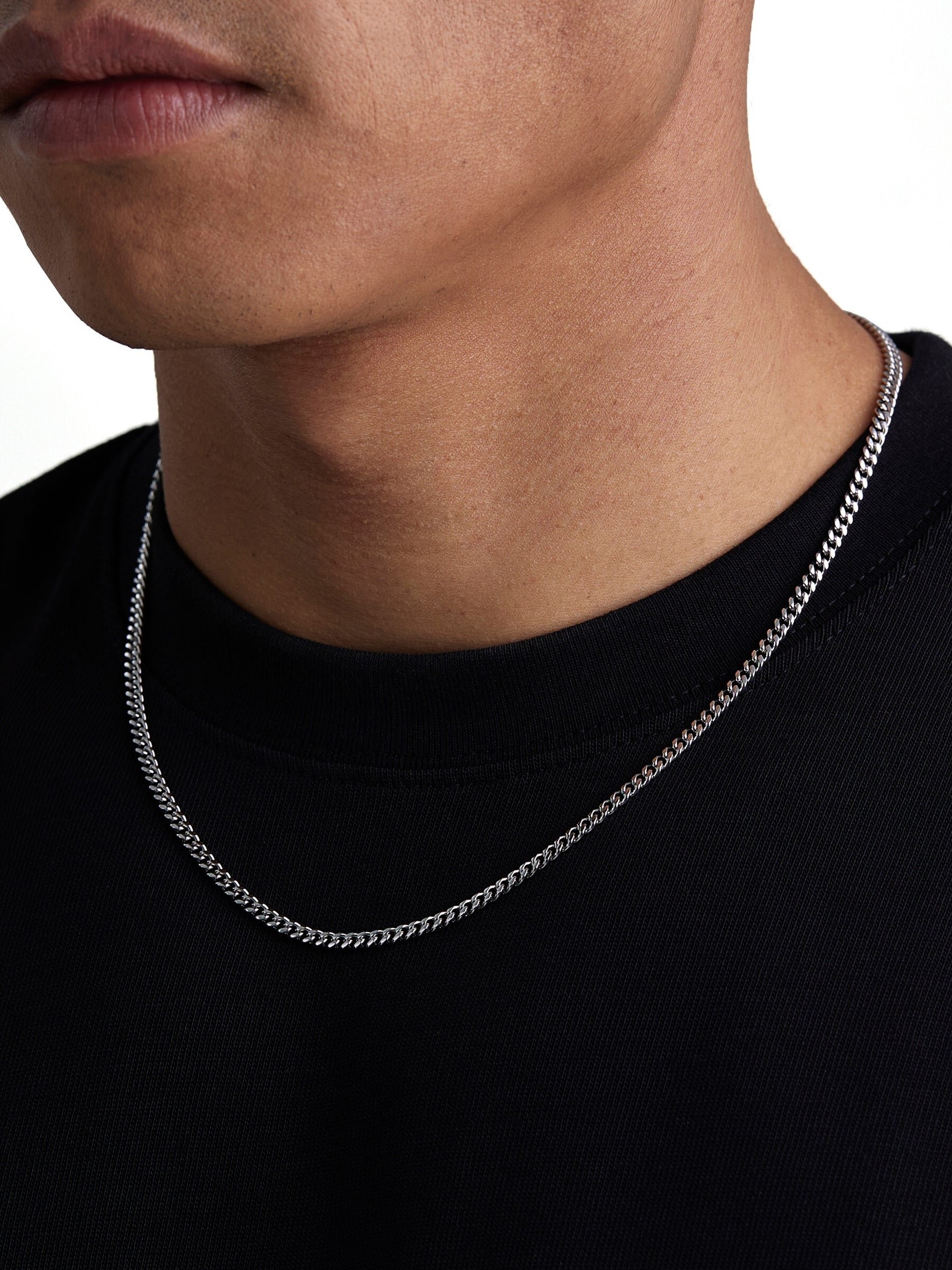 PLAIN - 3mm 古巴項鍊 (White Gold)