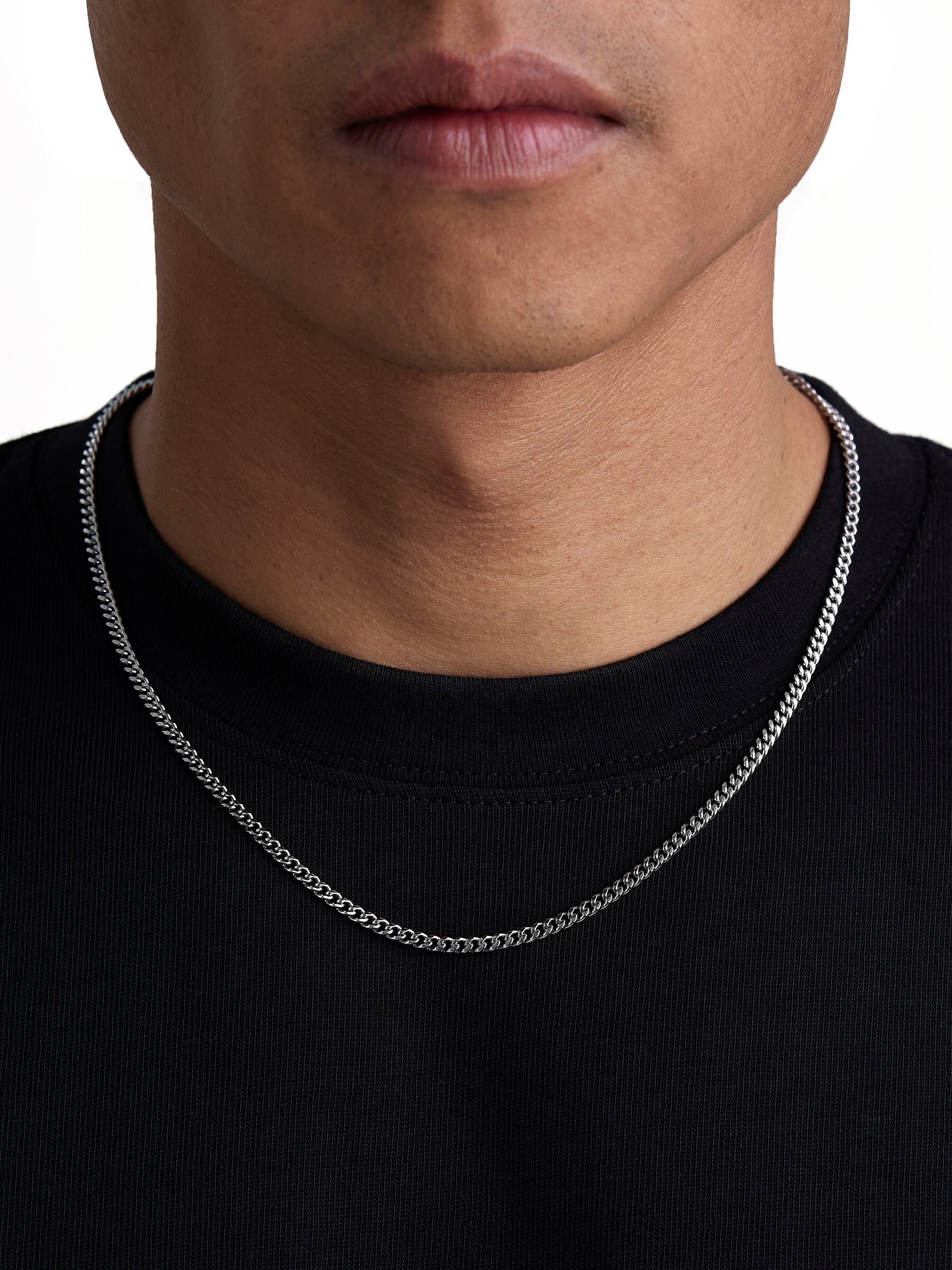 PLAIN - 3mm 古巴項鍊 (White Gold)