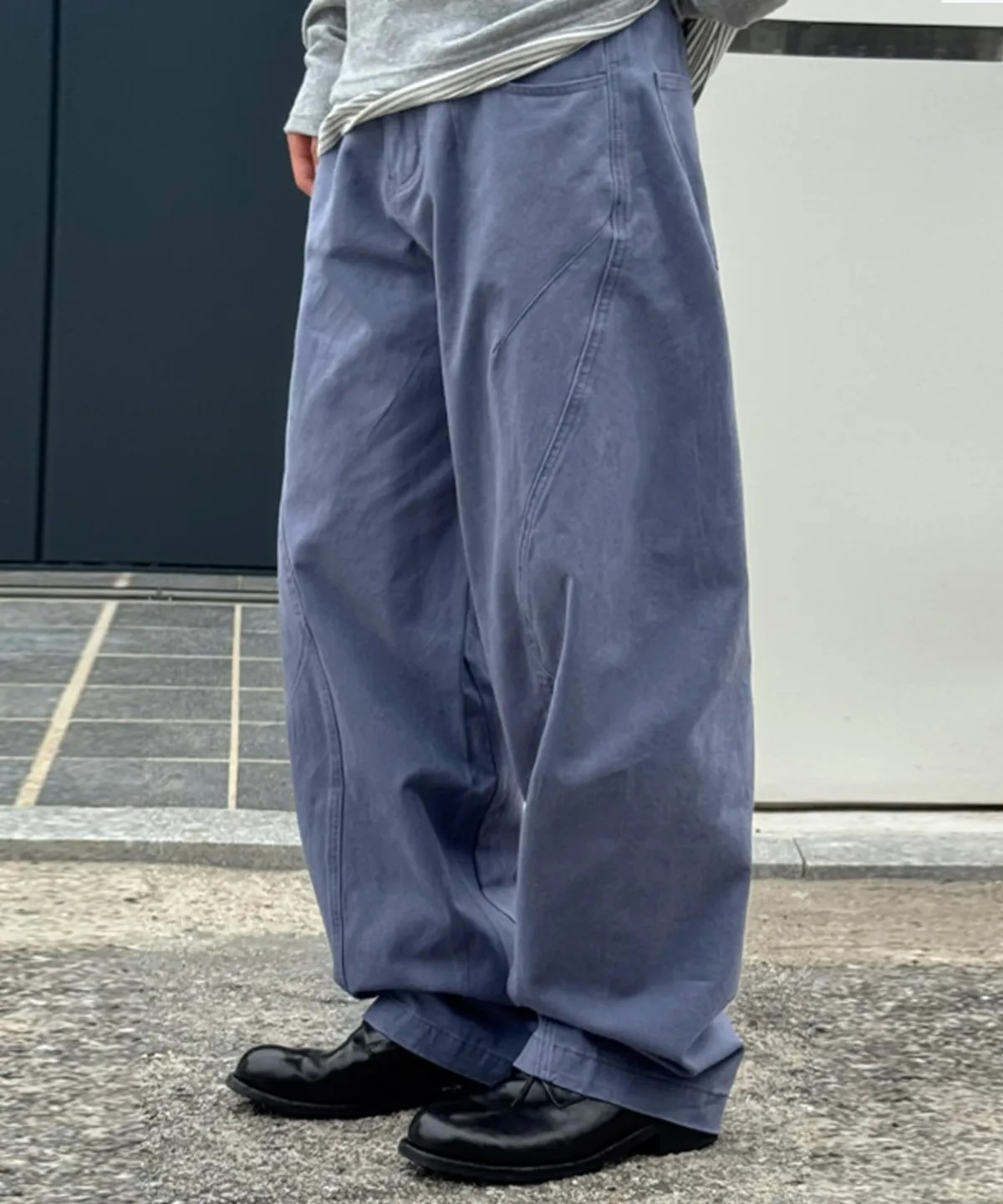 SIGNATURE 弧形剪裁長褲 2色