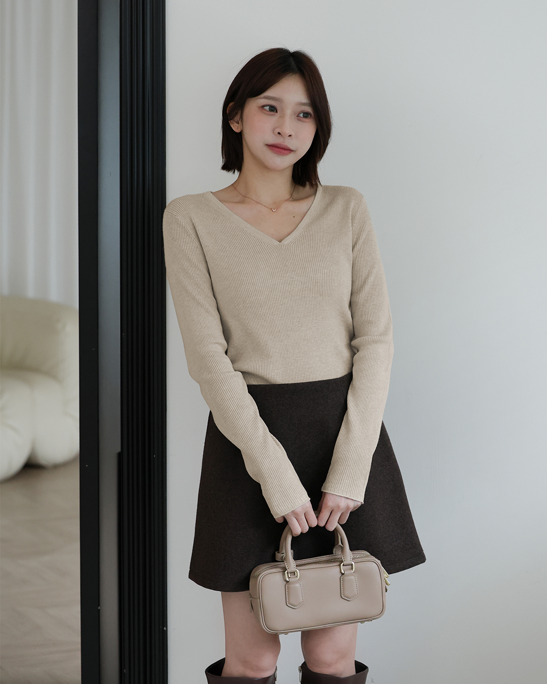 當日出貨 Mood made │知性小羊毛V領針織上衣