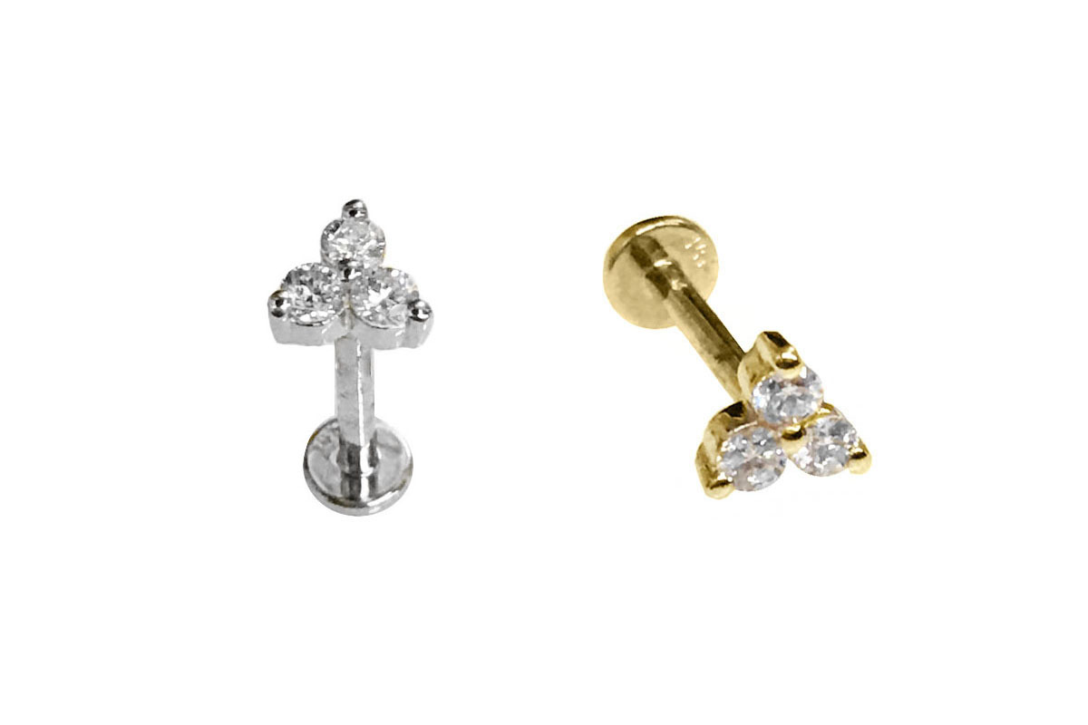 < Real Diamond > 14K Gold Labret Studs Earrings WB151