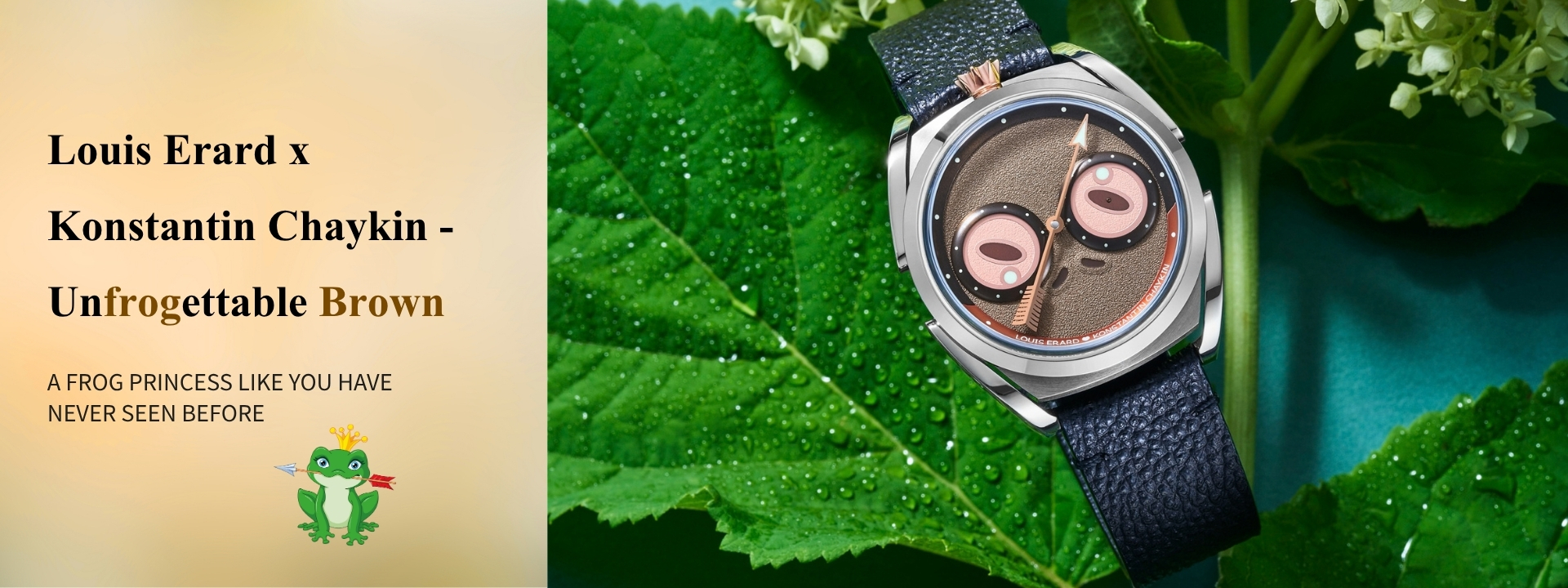 Louis Erard x Konstantin Chaykin 聯名款, Unfrogettable Brown,85340AA04.BVA193,青蛙公主,Himeji Kurozan,Urushi 漆藝,斯拉夫傳說,Grade 5 鈦金屬錶殼