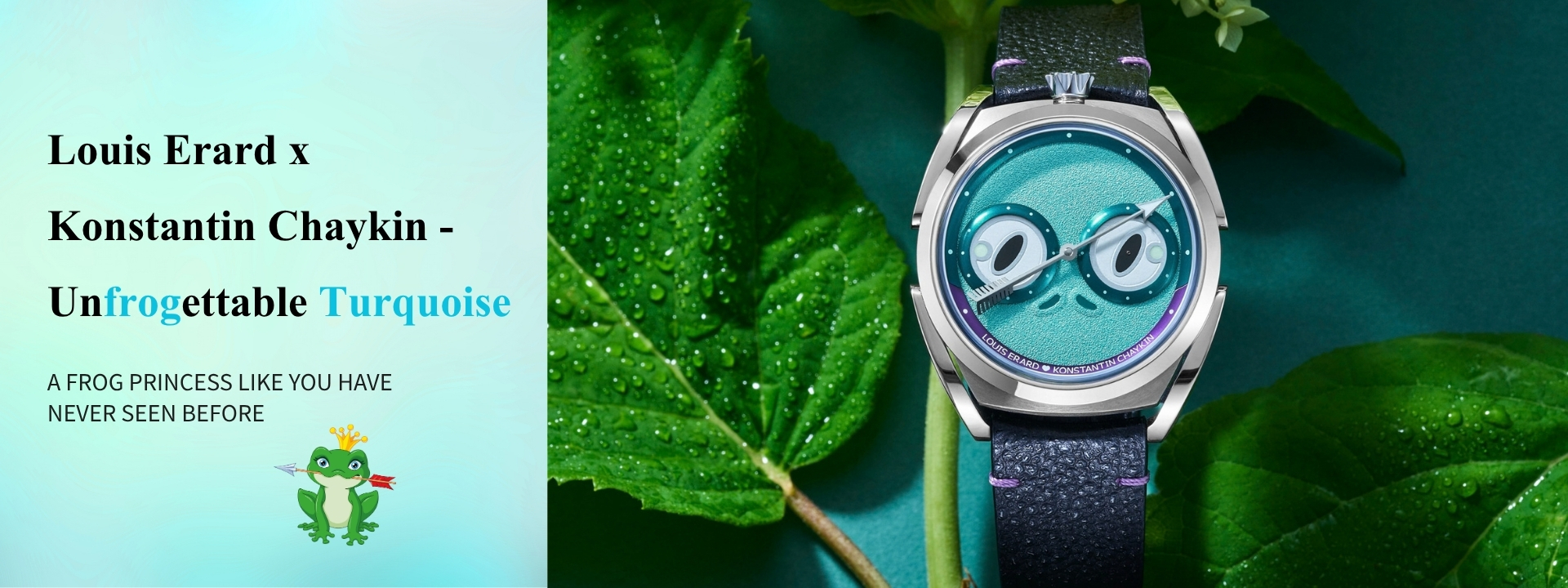 Louis Erard x Konstantin Chaykin 聯名款, Unfrogettable Turquoise ,85340AA03.BVA192,青蛙公主,Himeji Kurozan,Urushi 漆藝,斯拉夫傳說,Grade 5 鈦金屬錶殼