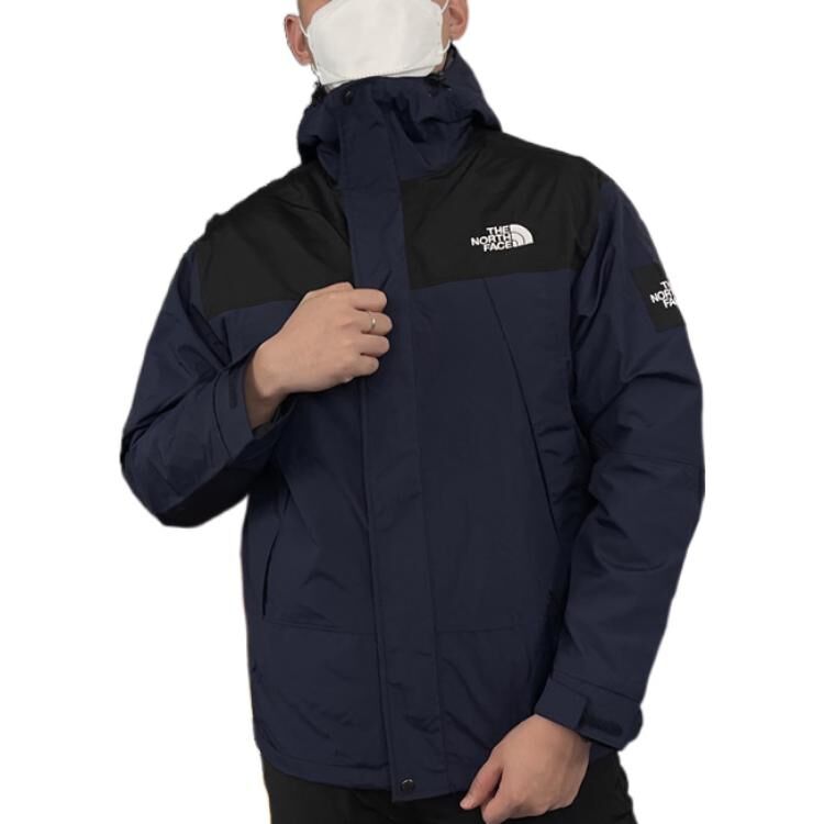 【代購】THE NORTH FACE Urban Exploration Multicolor Hooded Fleece Lined Waterproof Jacket Unisex Navy Blue NI3BN62K