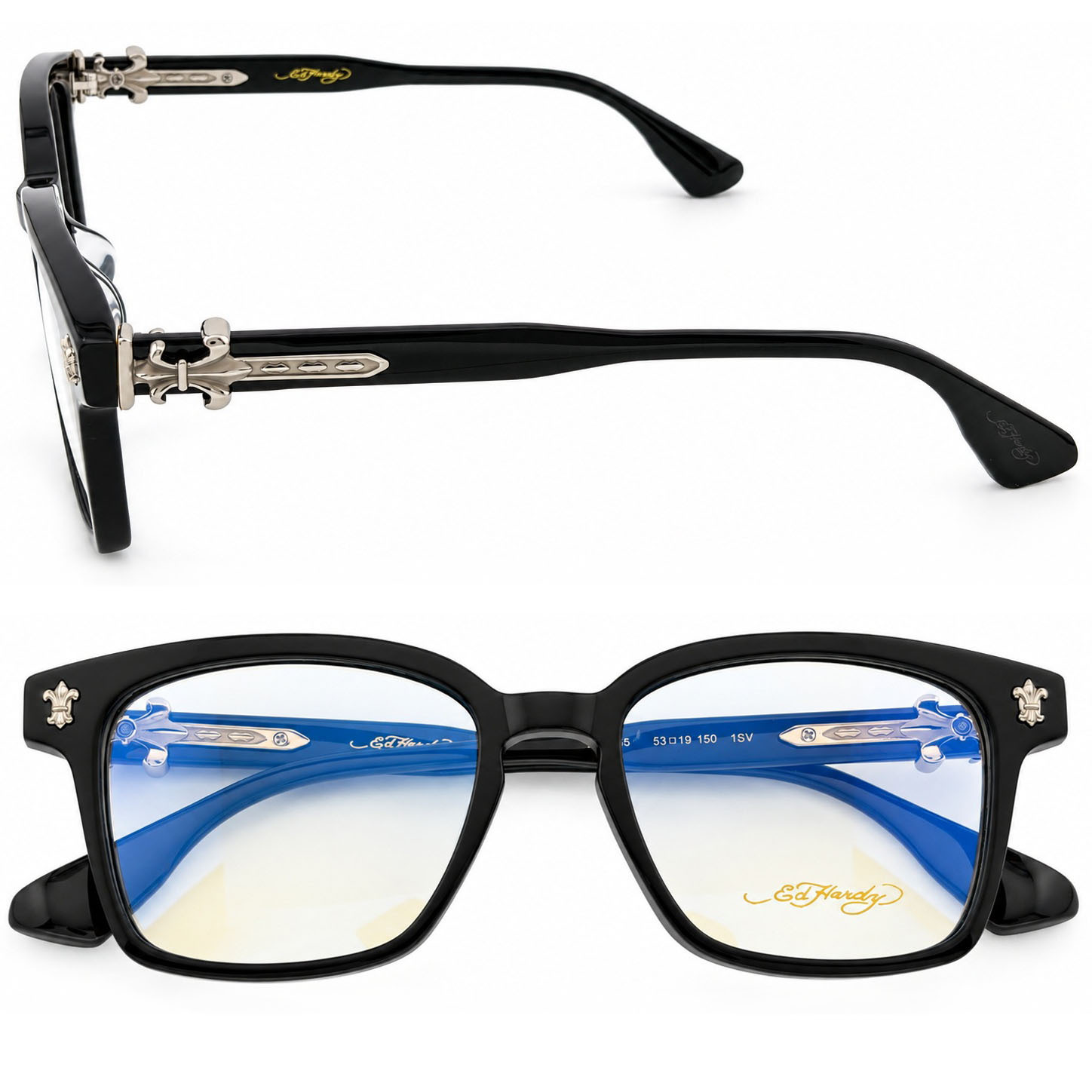 【Ed Hardy】EH2305 1SV 光學眼鏡#(亮黑搭耀銀色)