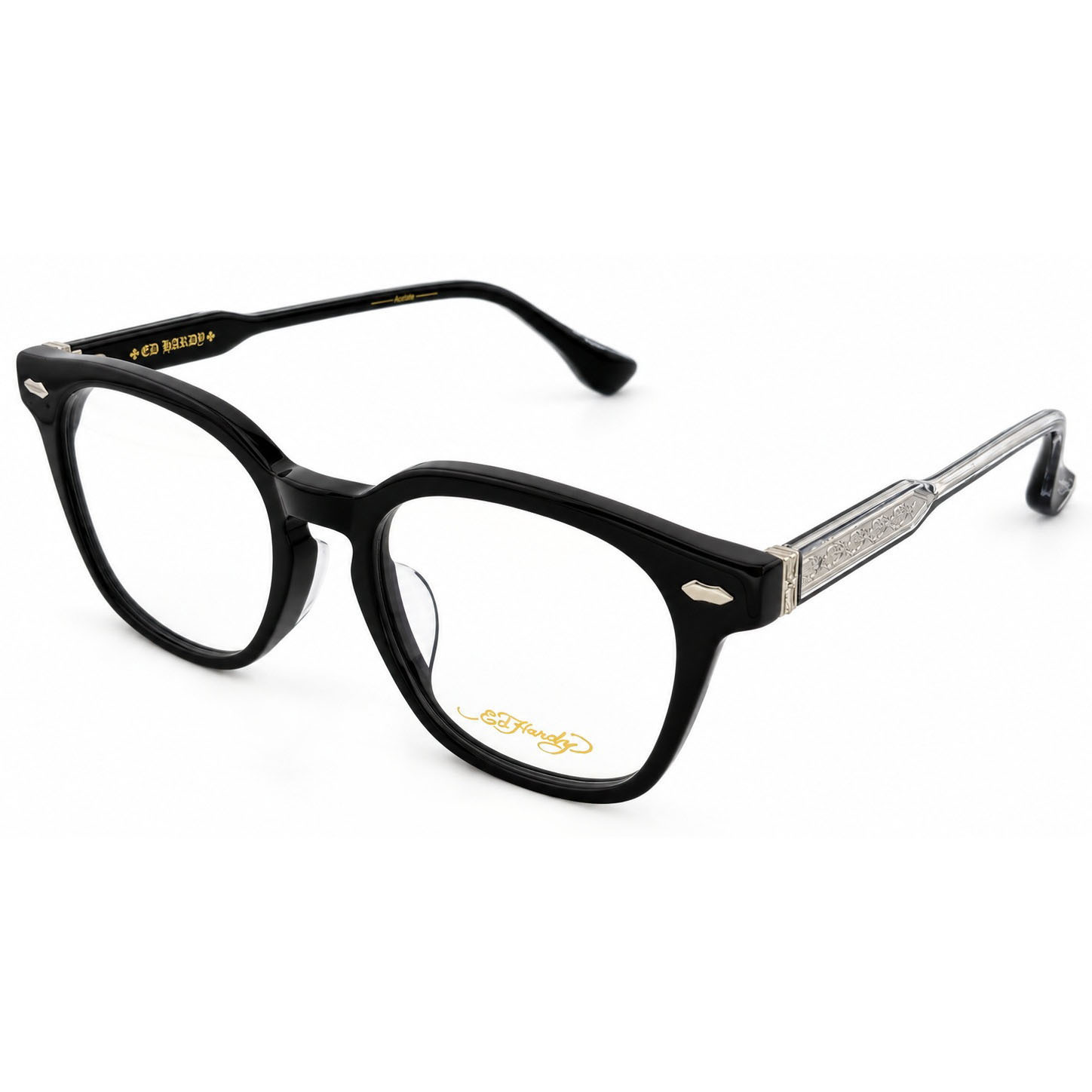 【Ed Hardy】EH2307 1SV 光學眼鏡#(亮黑搭耀銀色)