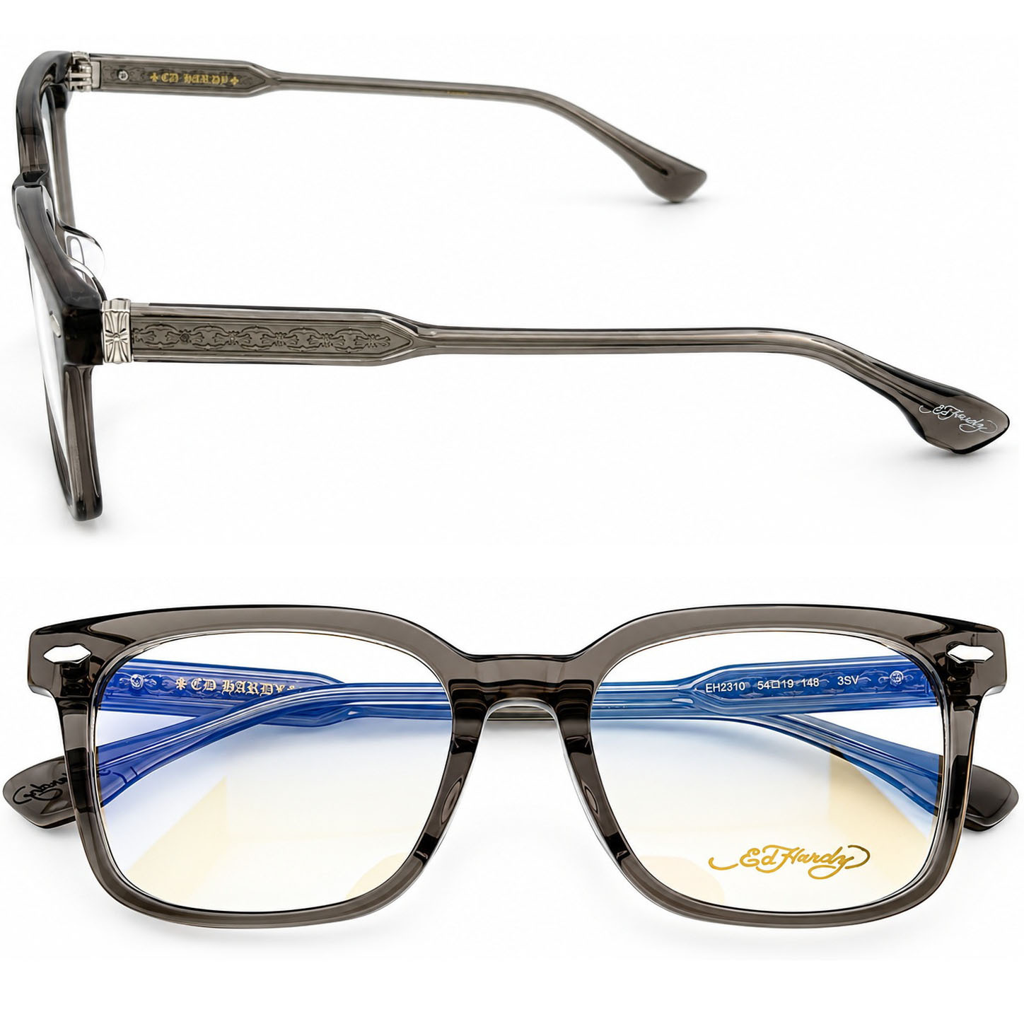 【Ed Hardy】EH2310 3SV 光學眼鏡#(透灰搭耀銀色)