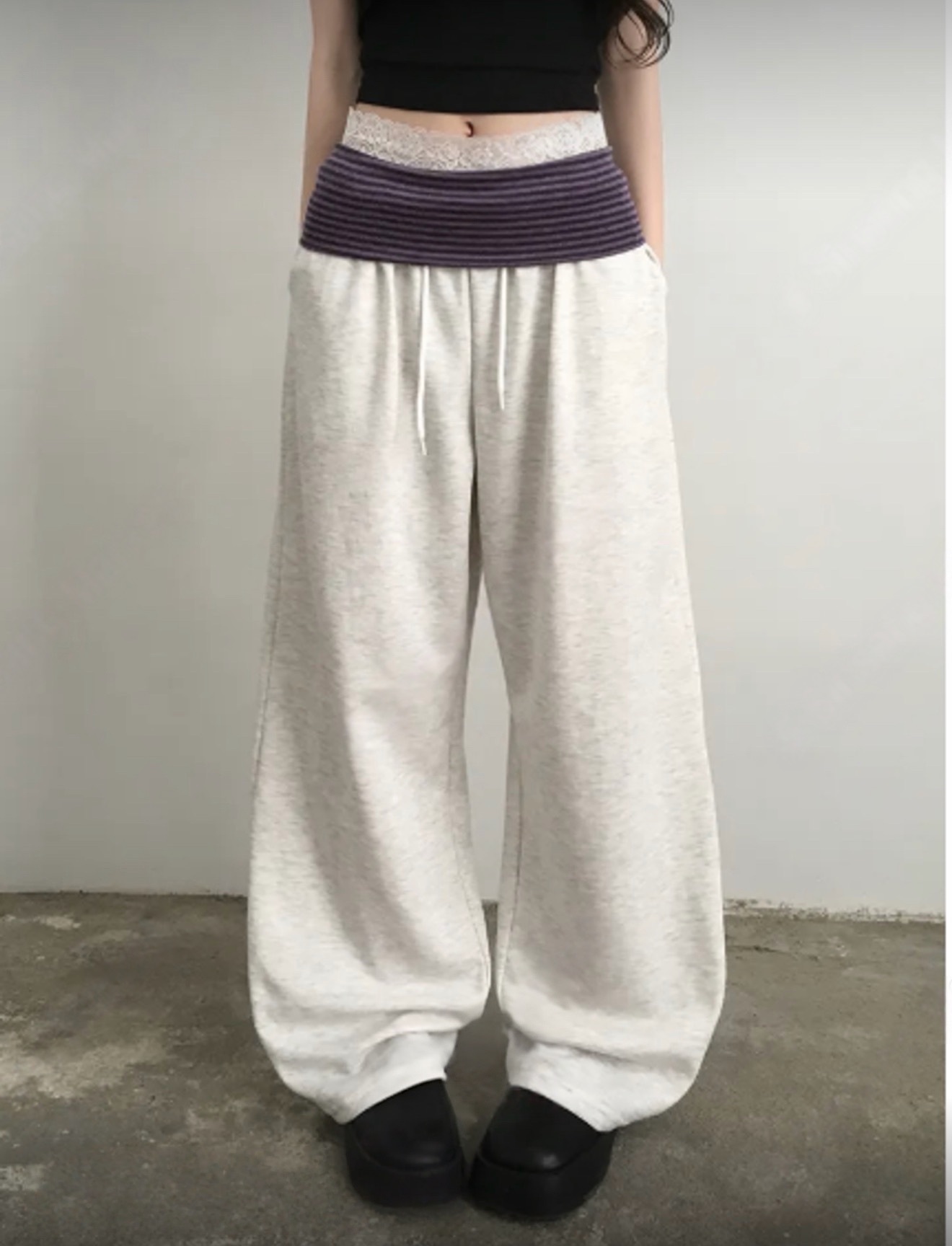 （9月韓國連線）P0303｜4色入⋆˚ 𓇼｡ 韓系橫間紋假兩件棉料長褲