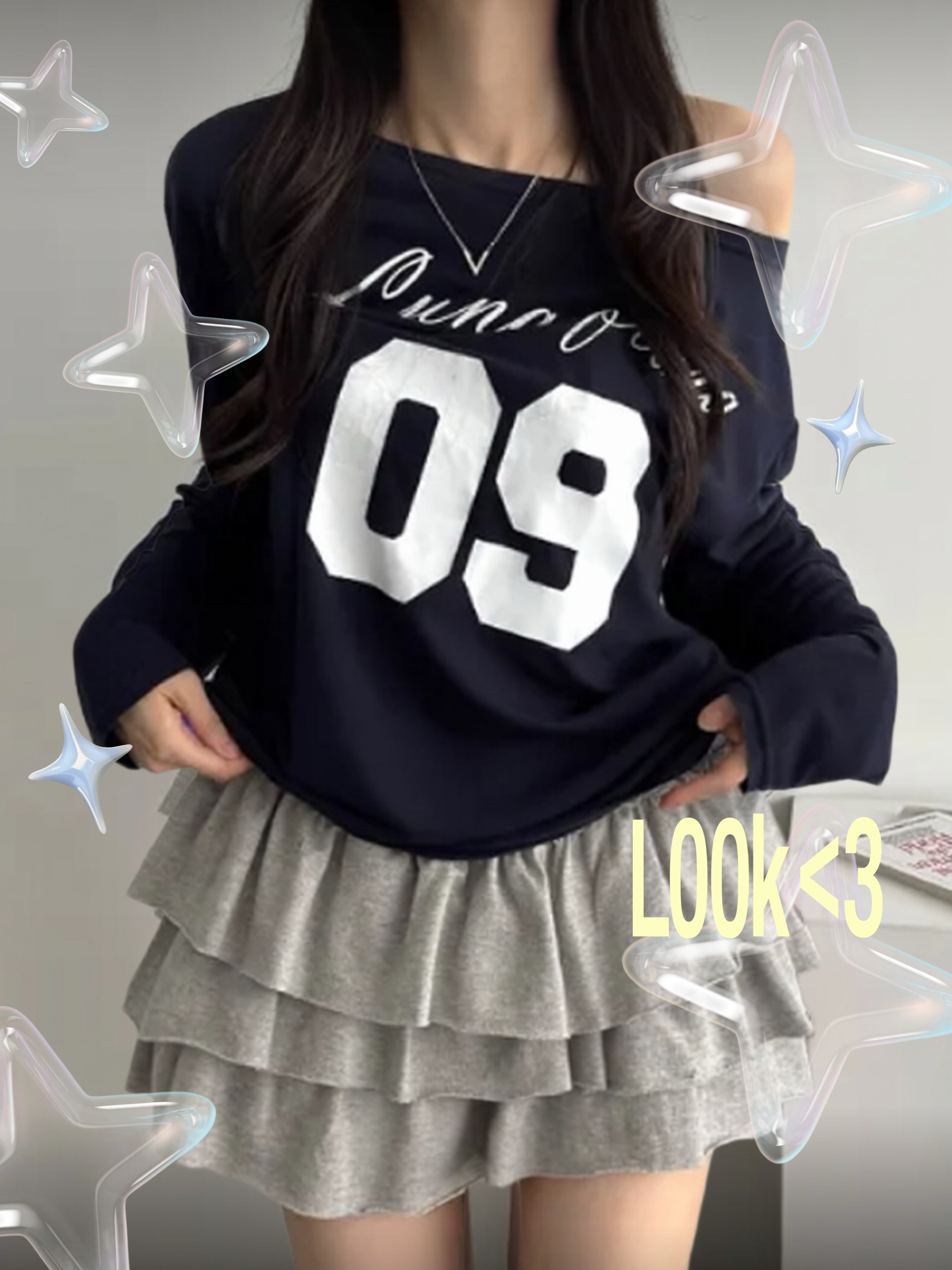 【網站限定優惠】(長袖Ver.) Luna Flora 09 Dropped Shoulder Top