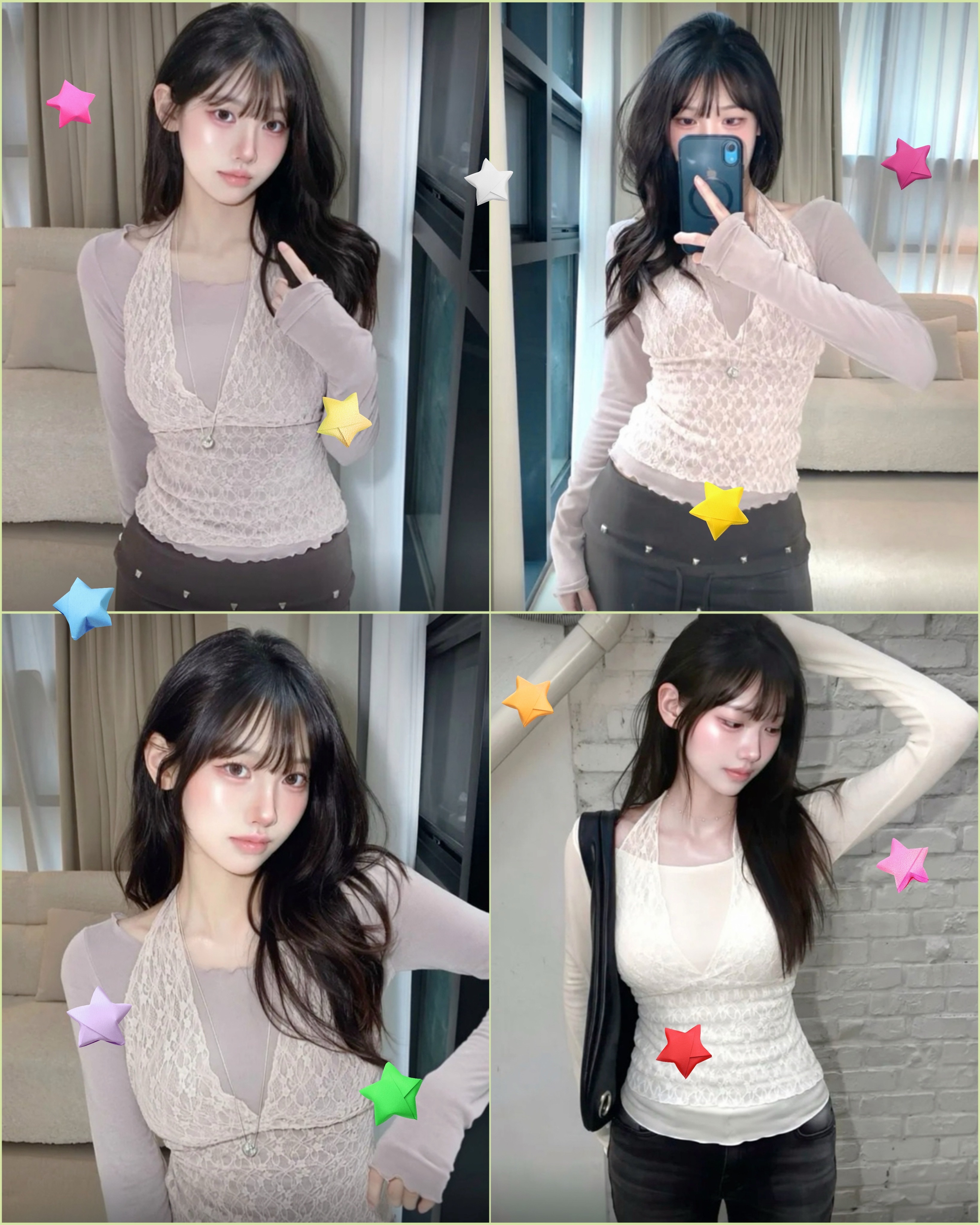 【網站限定優惠】(長袖ver.) So Soft Soft～蕾絲背心Top Set