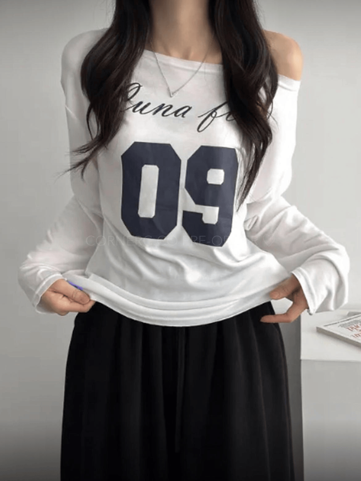 【網站限定優惠】(長袖Ver.) Luna Flora 09 Dropped Shoulder Top