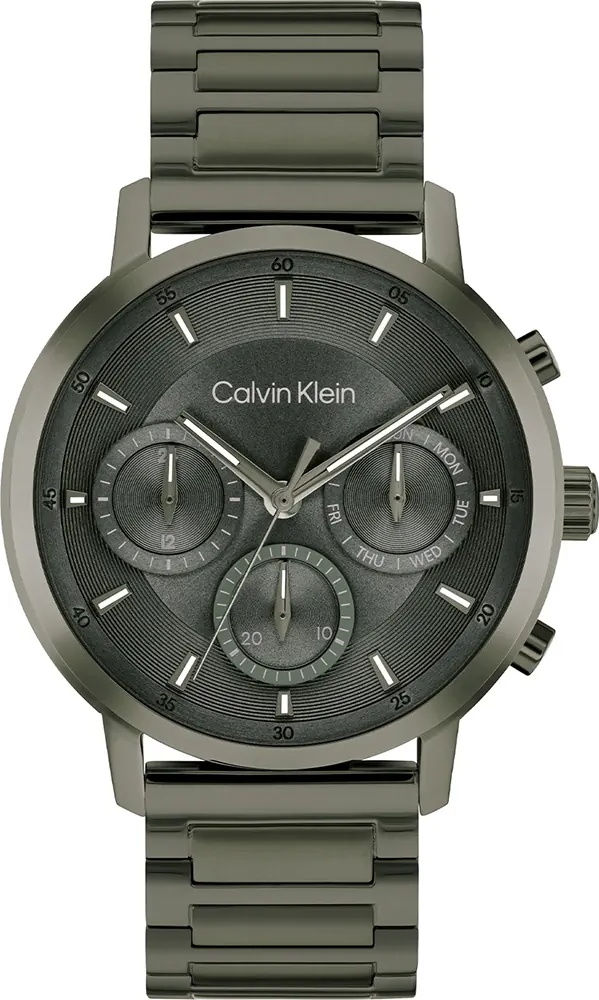 萬年鐘錶 - Calvin Klein   CK  質感經典鐵灰色三眼計時男錶  25200494 錶徑41MM