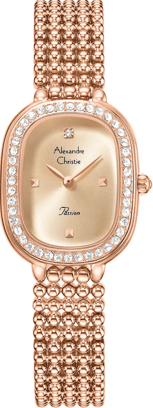 萬年鐘錶 - Alexandre Christie  玫瑰金晶鑽優雅女錶 2C12LHBRGLN 錶徑24MM  (AC 錶)