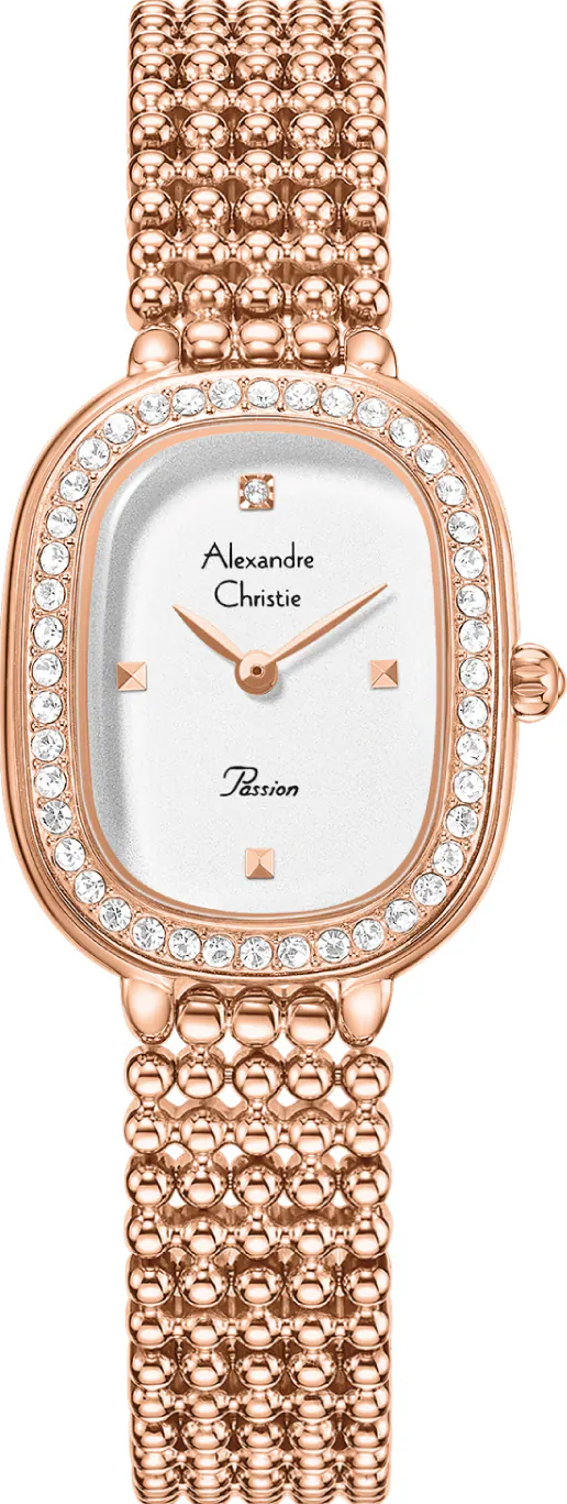 萬年鐘錶 - Alexandre Christie  玫瑰金晶鑽優雅女錶 2C12LHBRGSL 錶徑24MM  (AC 錶)
