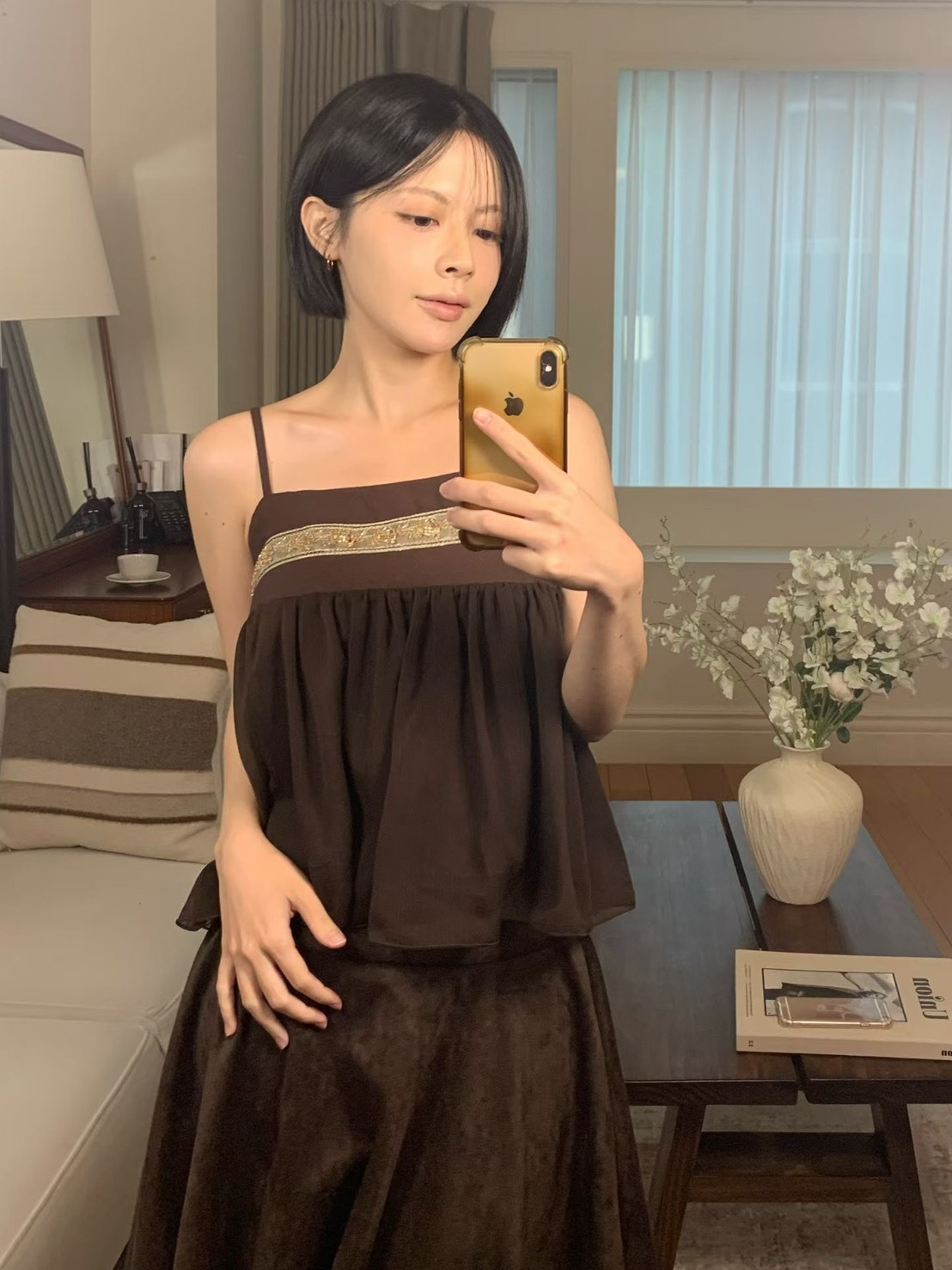 亮珠吊帶傘擺背心