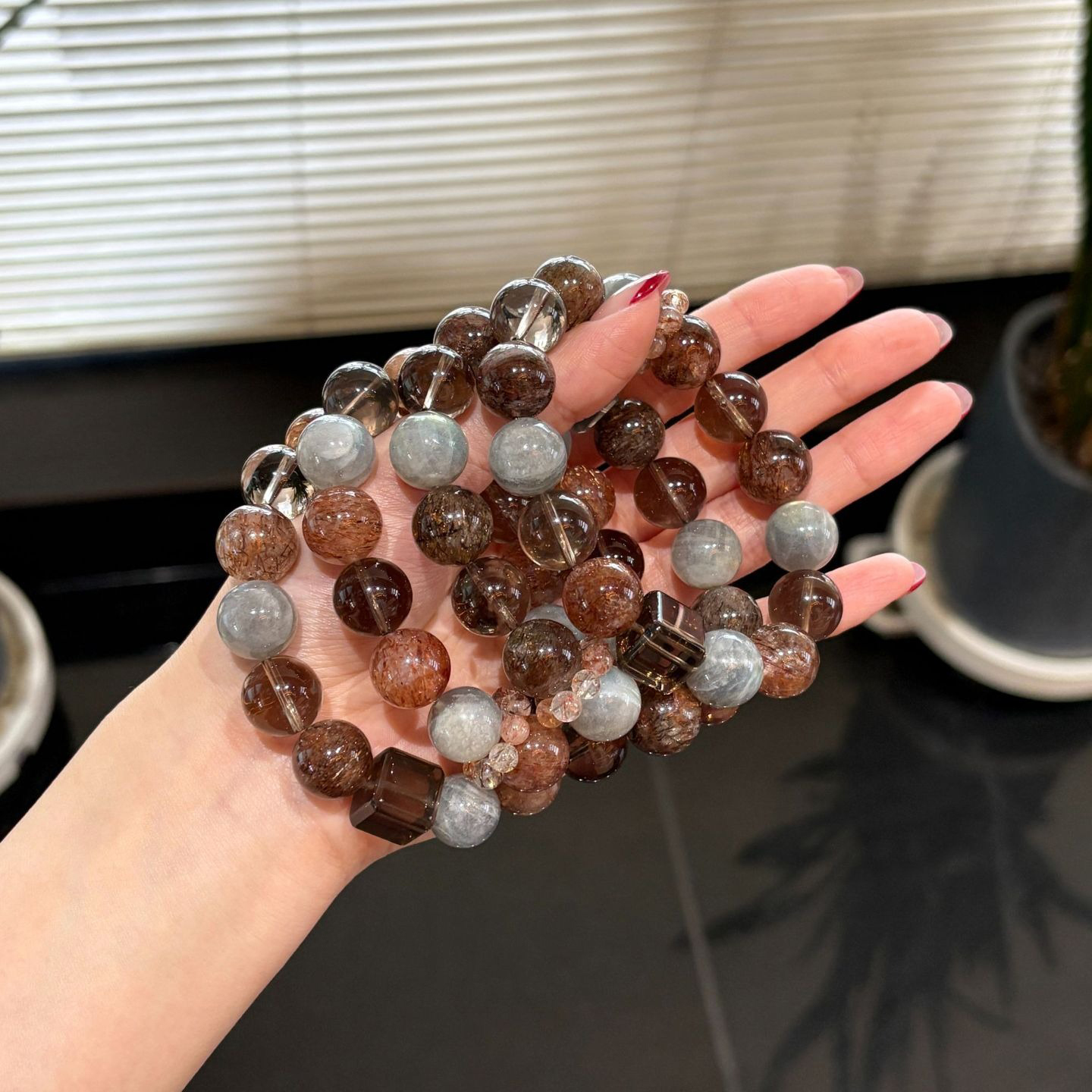 【沉星洞】黑金超七x灰月光石x茶水晶