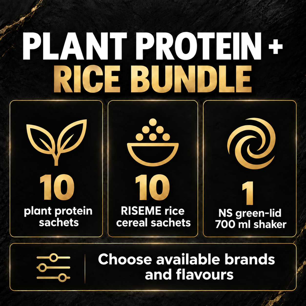 Plant Protein + RISEME Rice Cereal Bundle | 10 + 10 Sachets & 700 ml Shaker